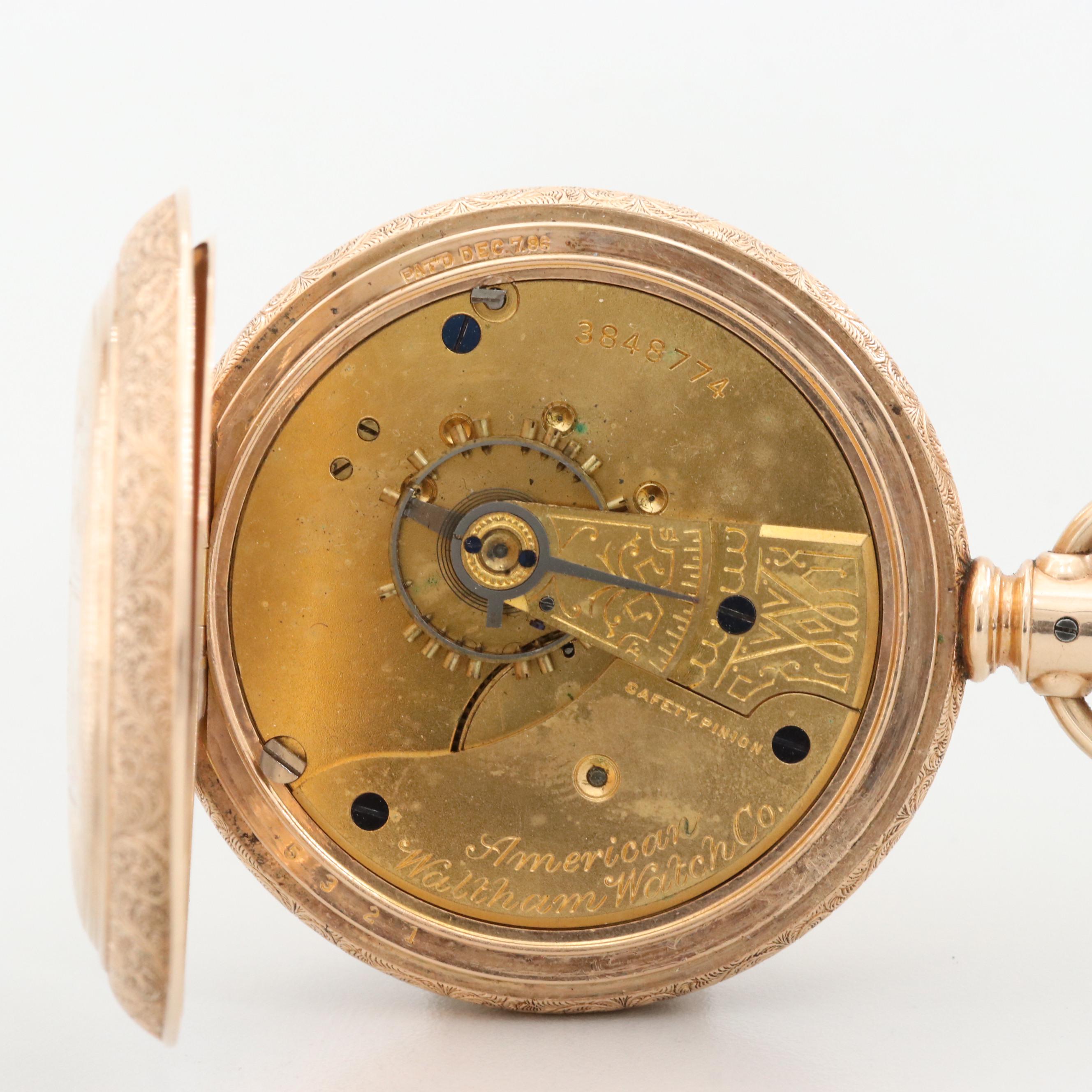Antique Waltham Gold Filled Hunter Case Pocket Watch, 1888