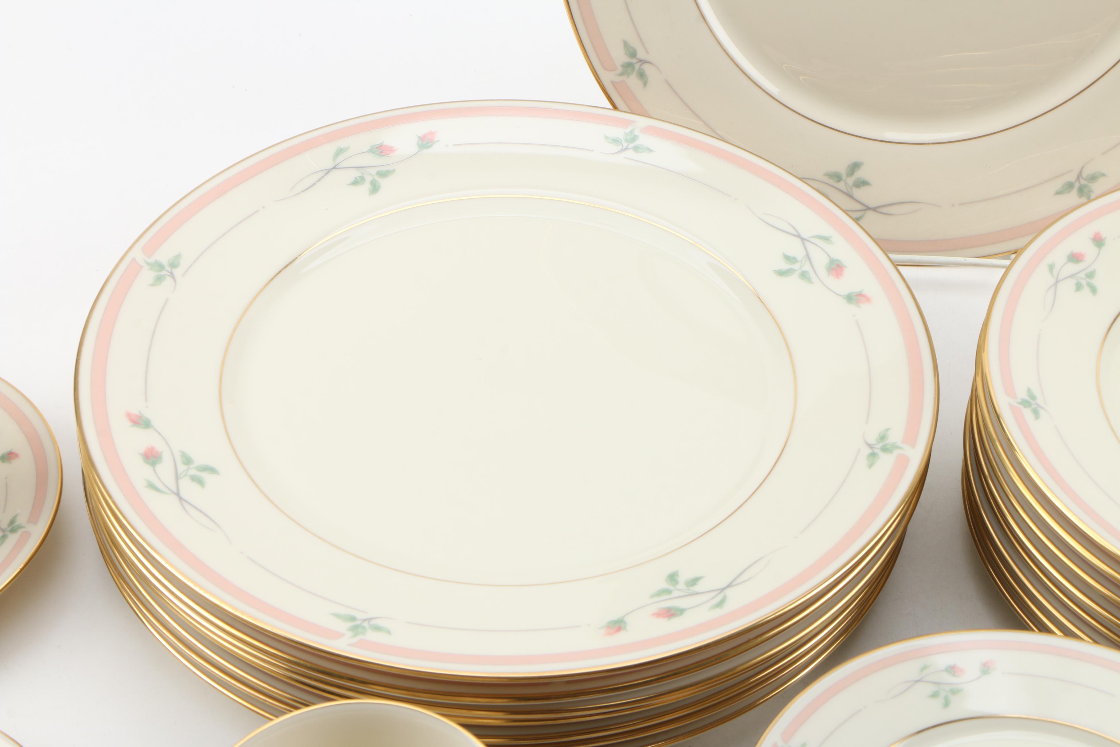 Lenox "Rose Manor Pink" China Dinnerware for Eight, 1985 - 1999
