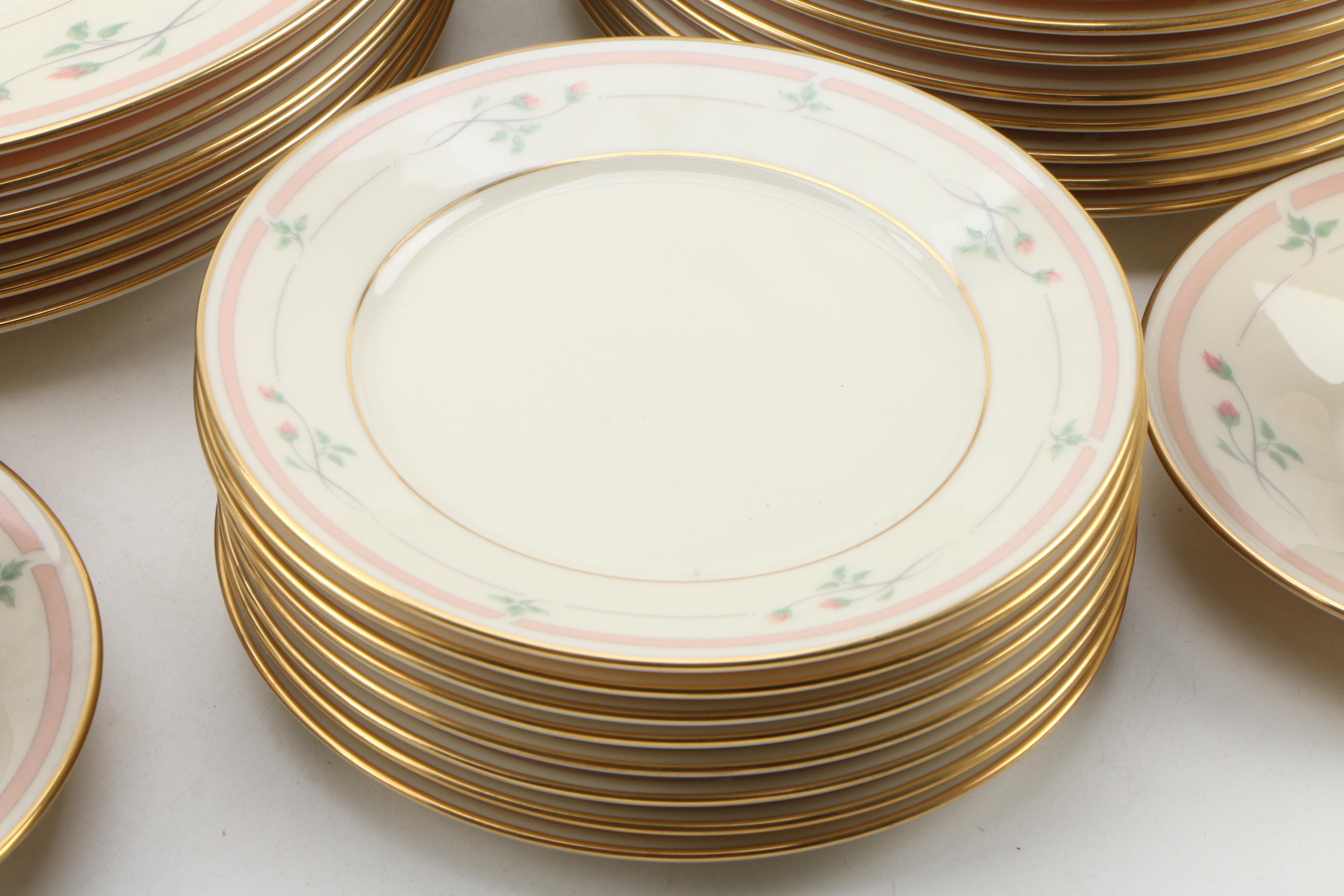 Lenox "Rose Manor Pink" China Dinnerware for Eight, 1985 - 1999