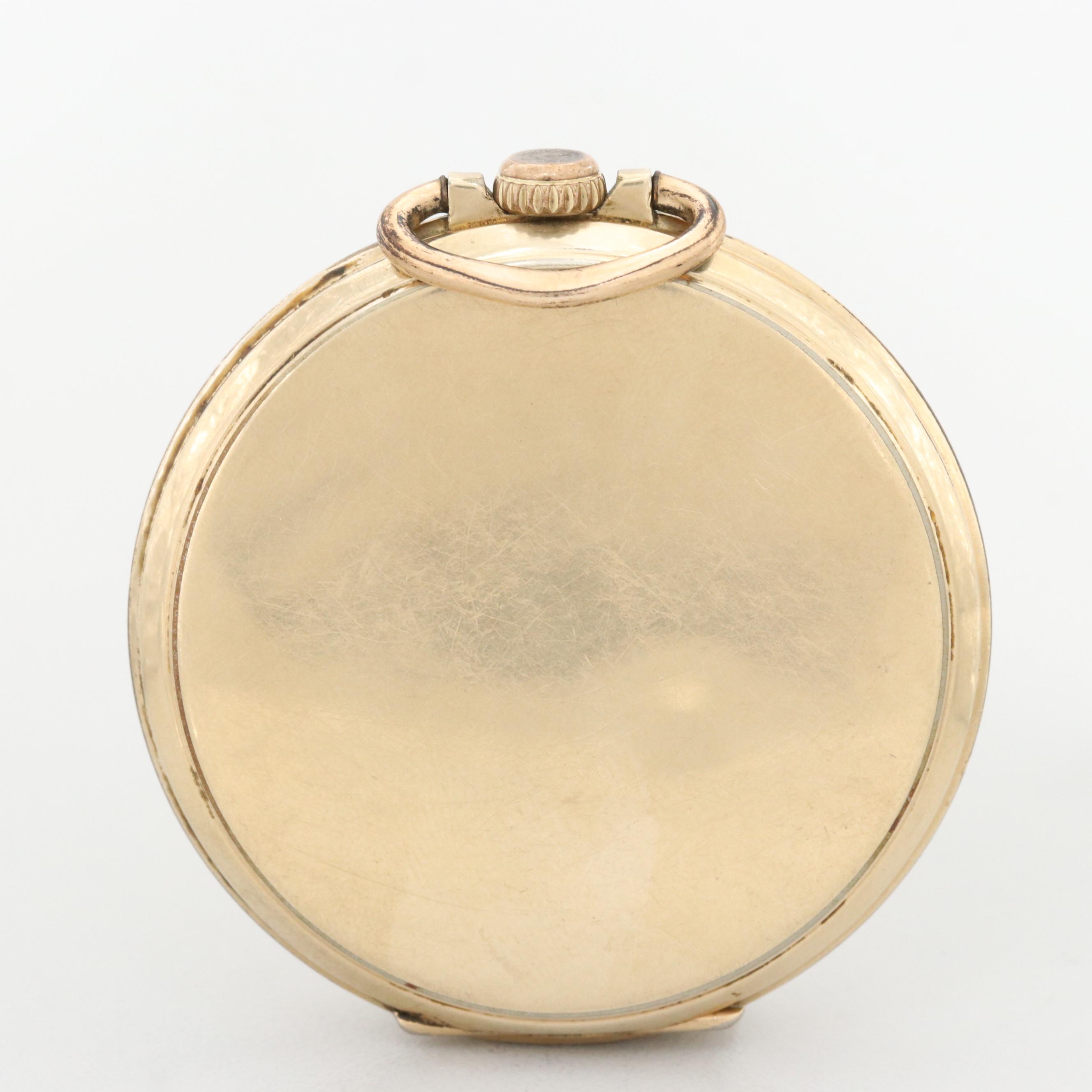 Vintage Hamilton 14K Gold Filled Open Face Pocket Watch, 1937