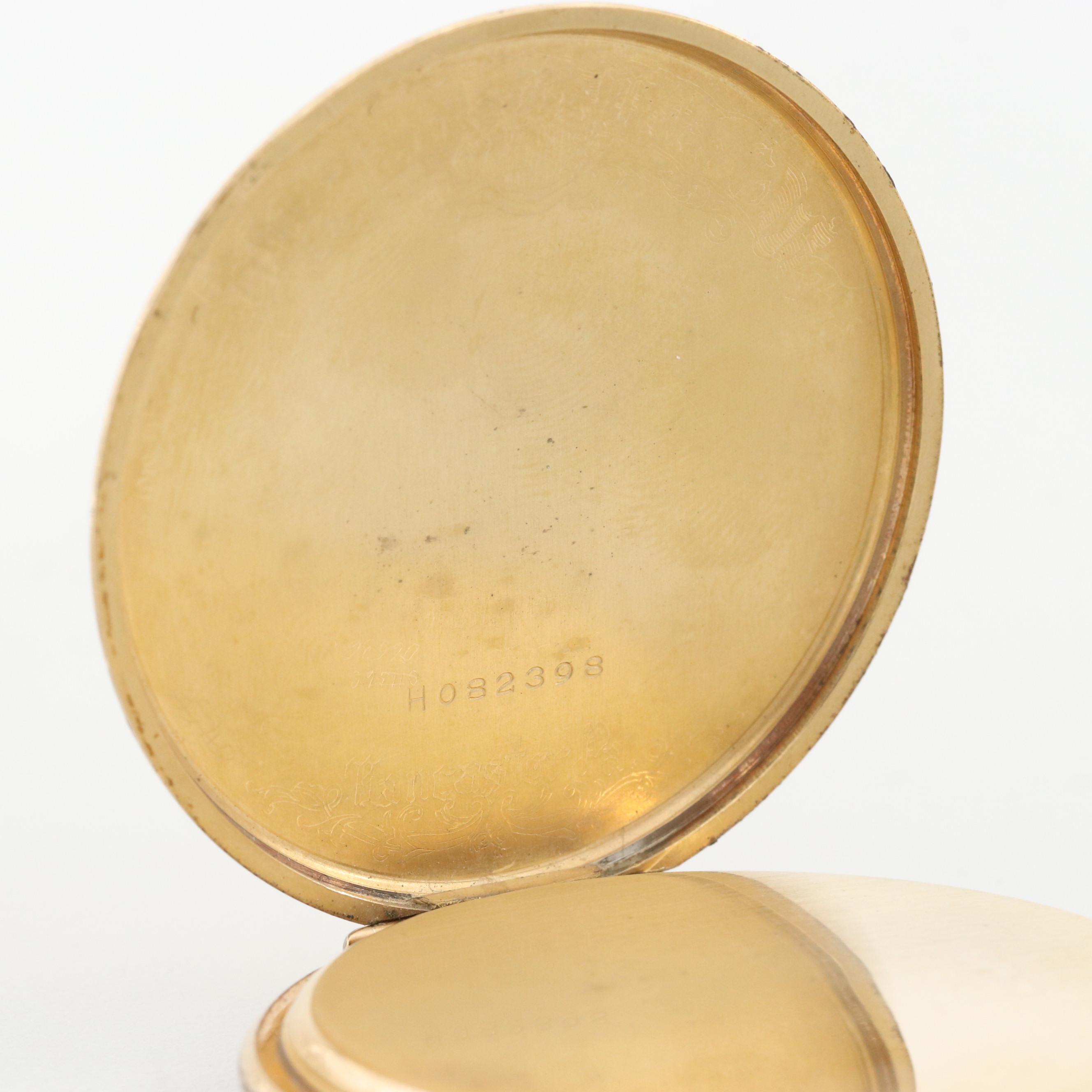 Vintage Hamilton 14K Gold Filled Open Face Pocket Watch, 1937