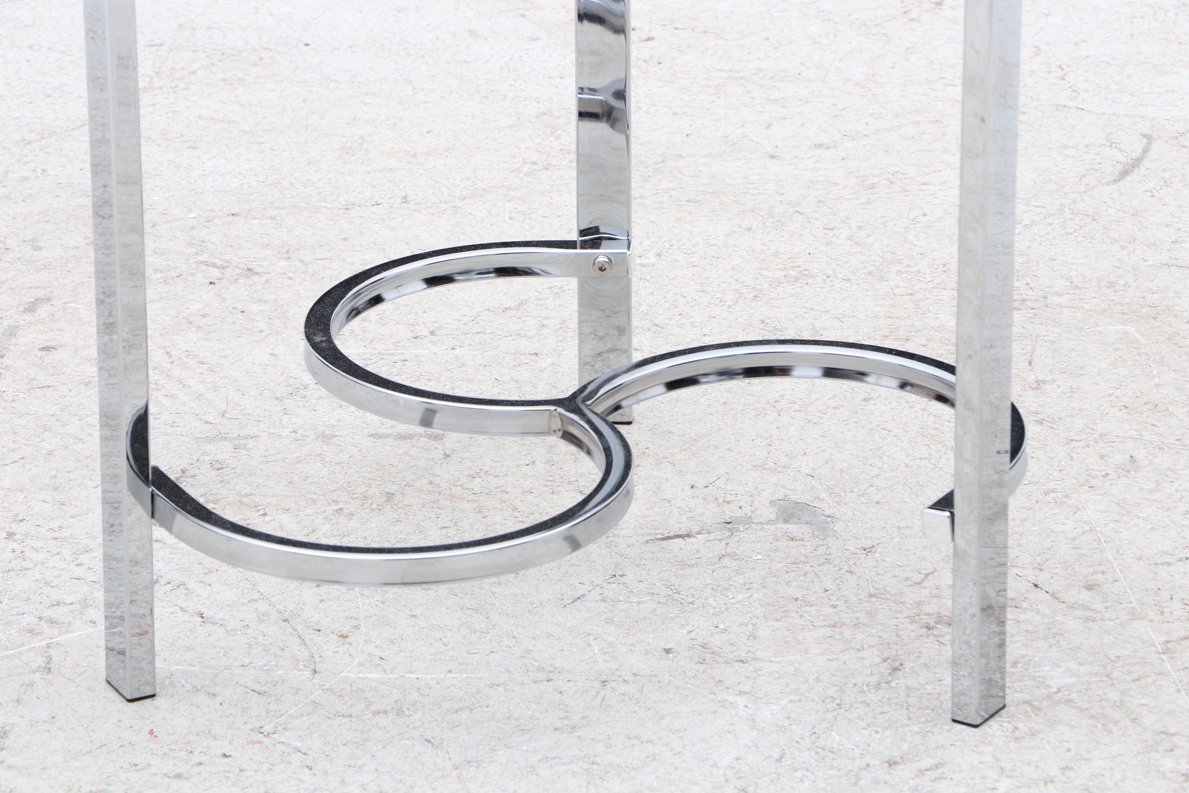 Contemporary Round Glass Side Tables with Chrome Steel Base