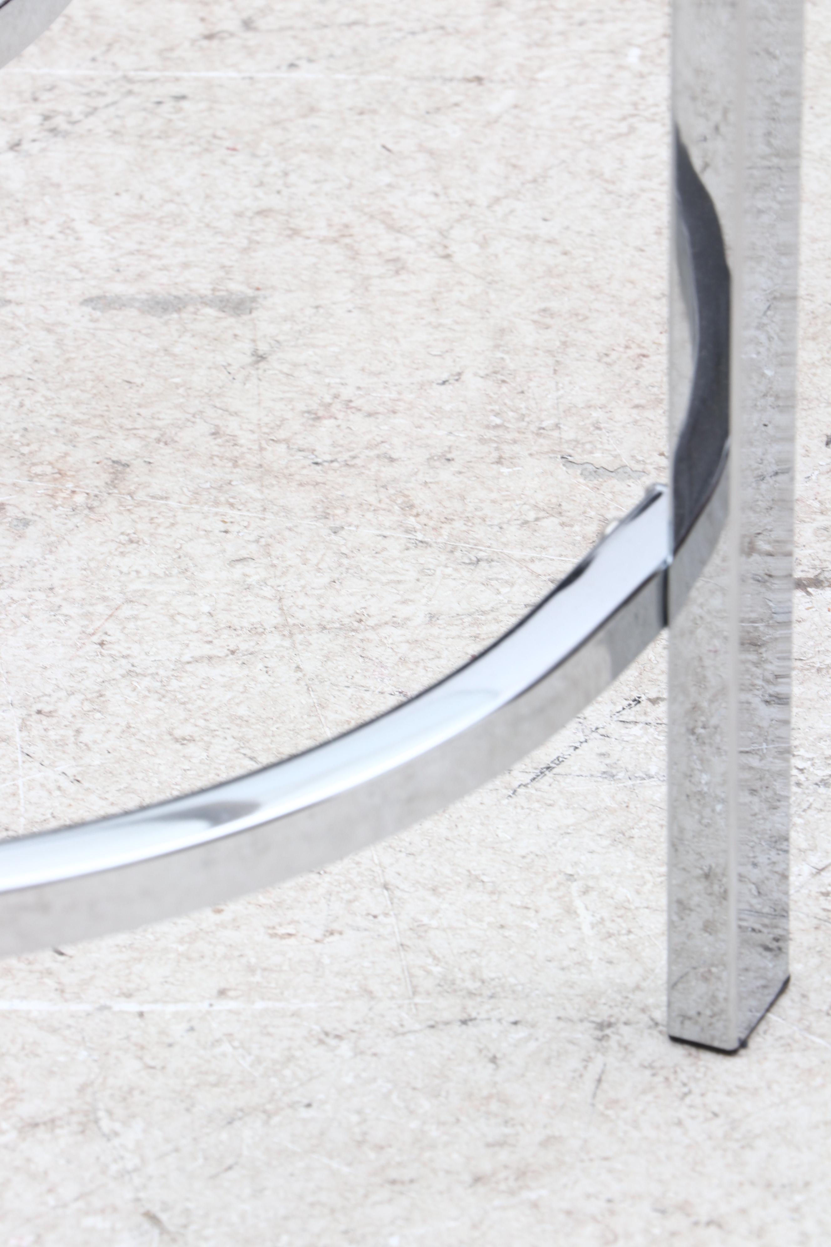 Contemporary Round Glass Coffee Table on Chrome Steel Base