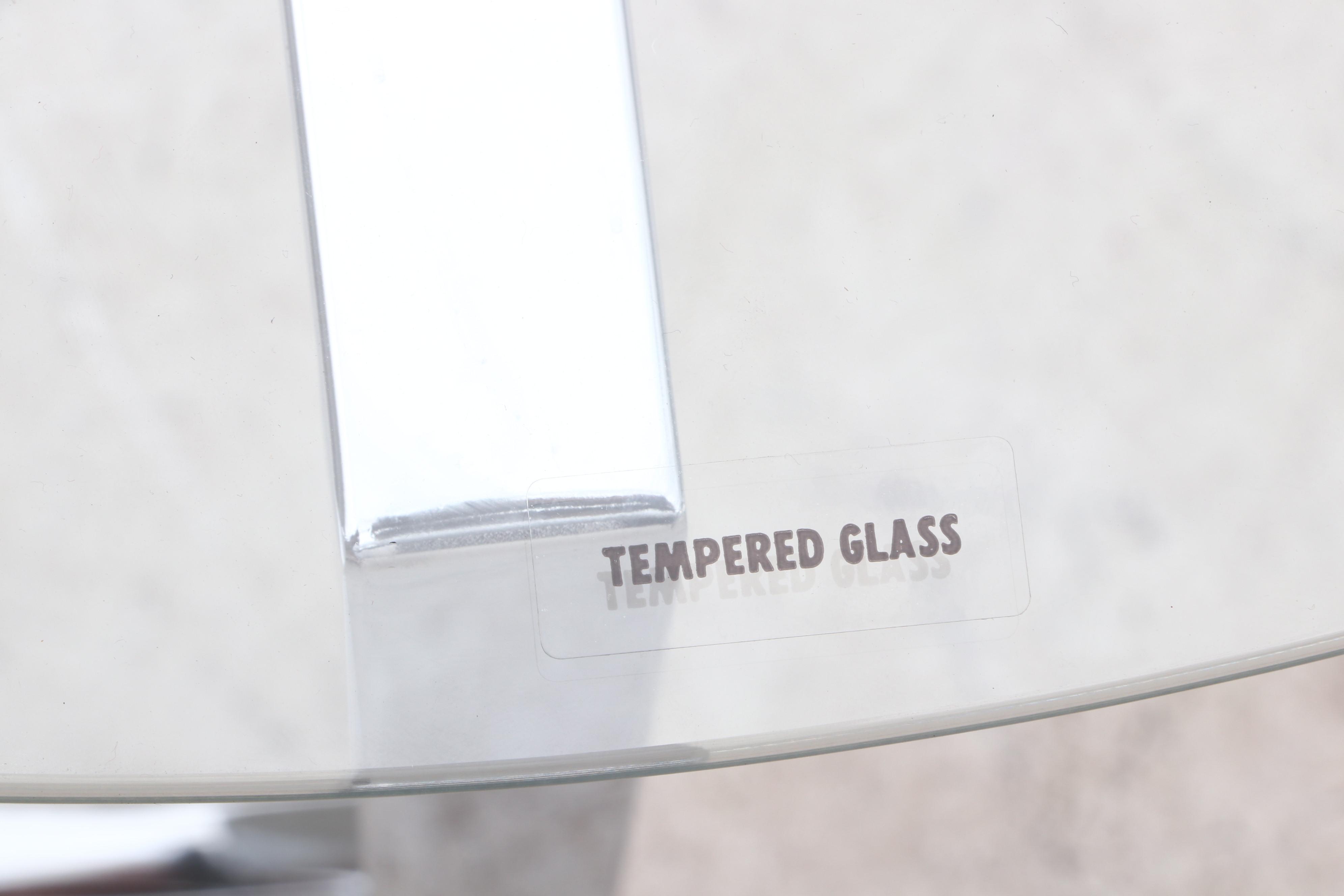 Contemporary Round Glass Coffee Table on Chrome Steel Base