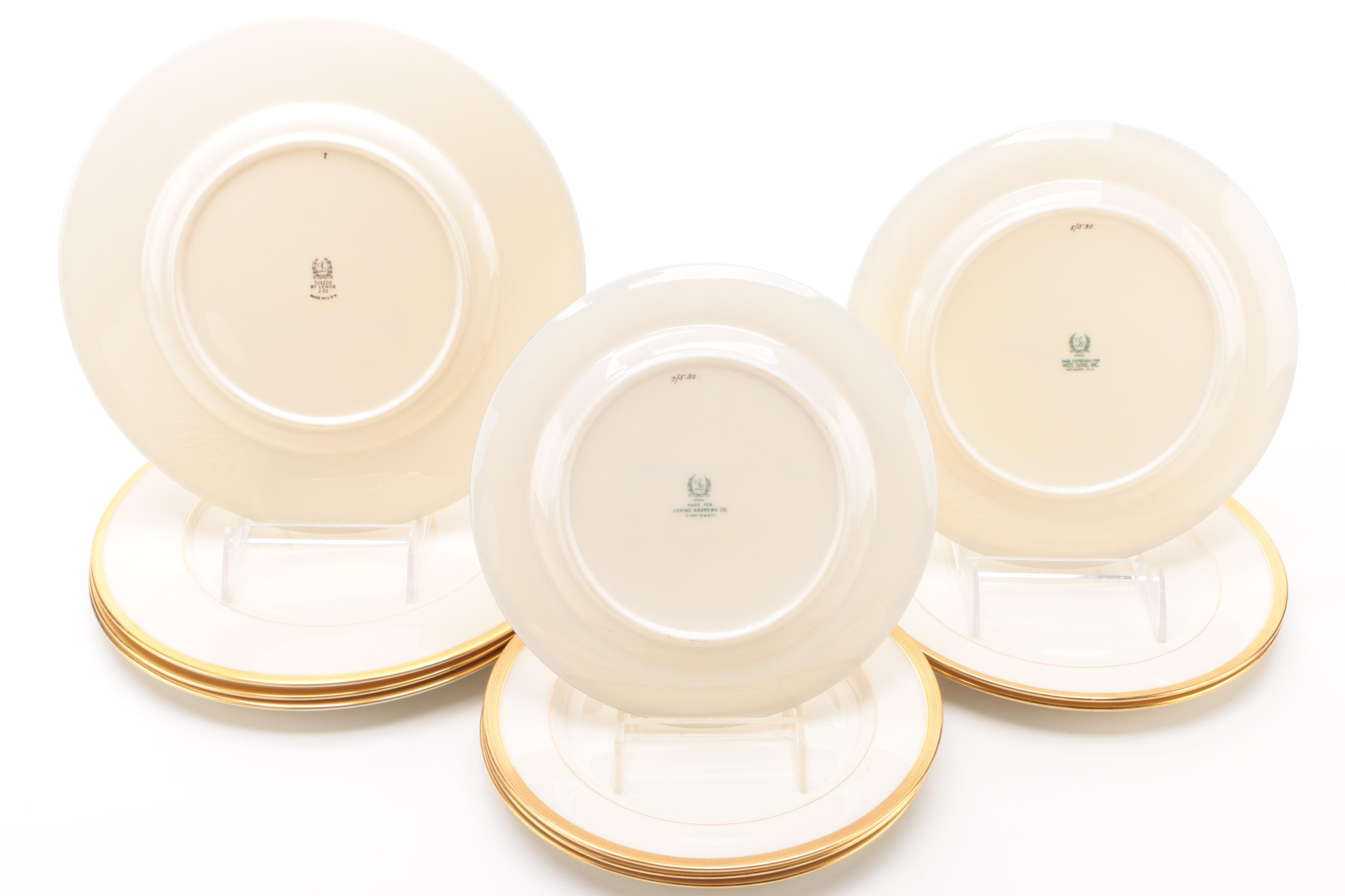 Lenox "Tuxedo" and Other Gold Rimmed Lenox China Dinnerware