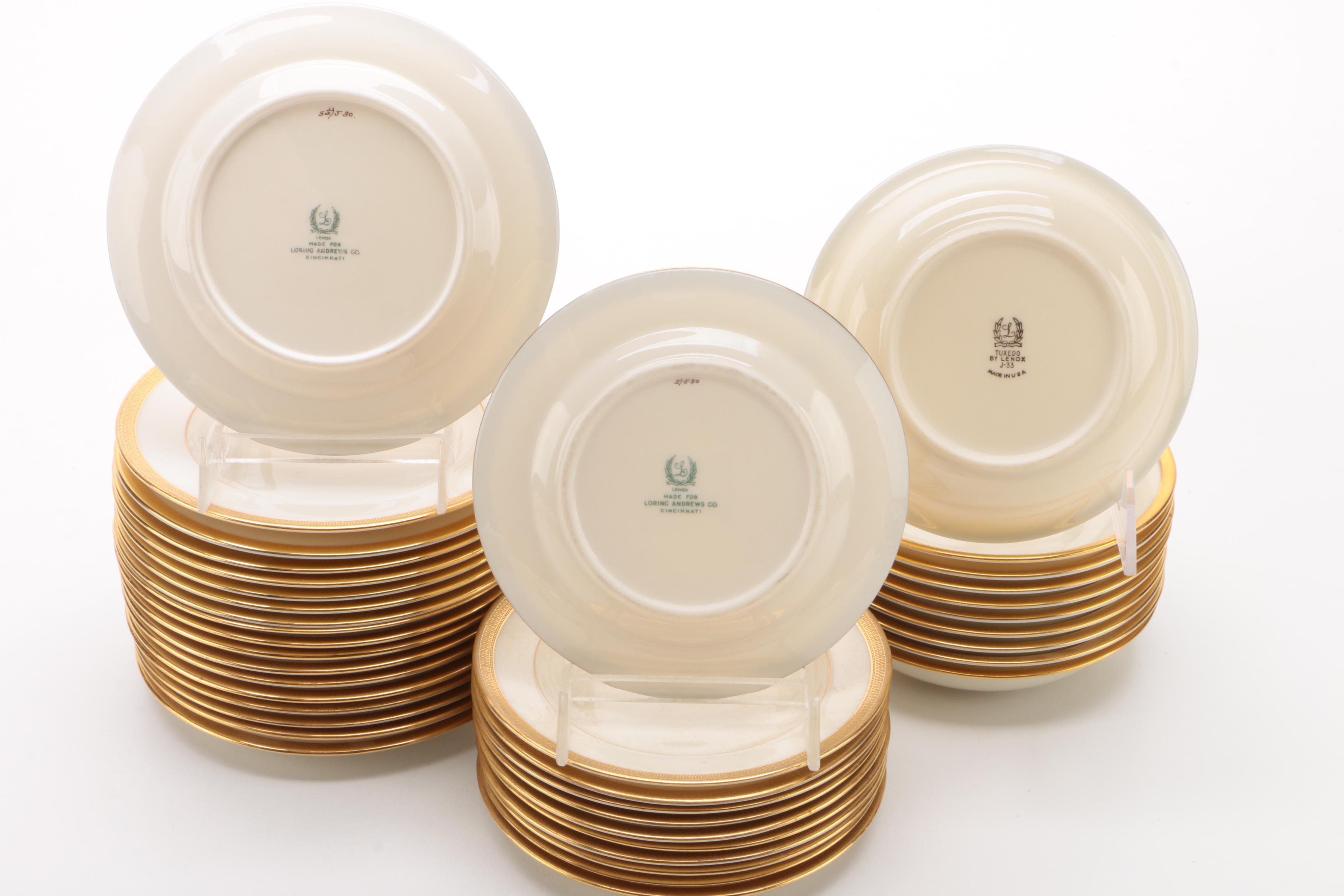 Lenox "Tuxedo" and Other Gold Rimmed Lenox China Dinnerware