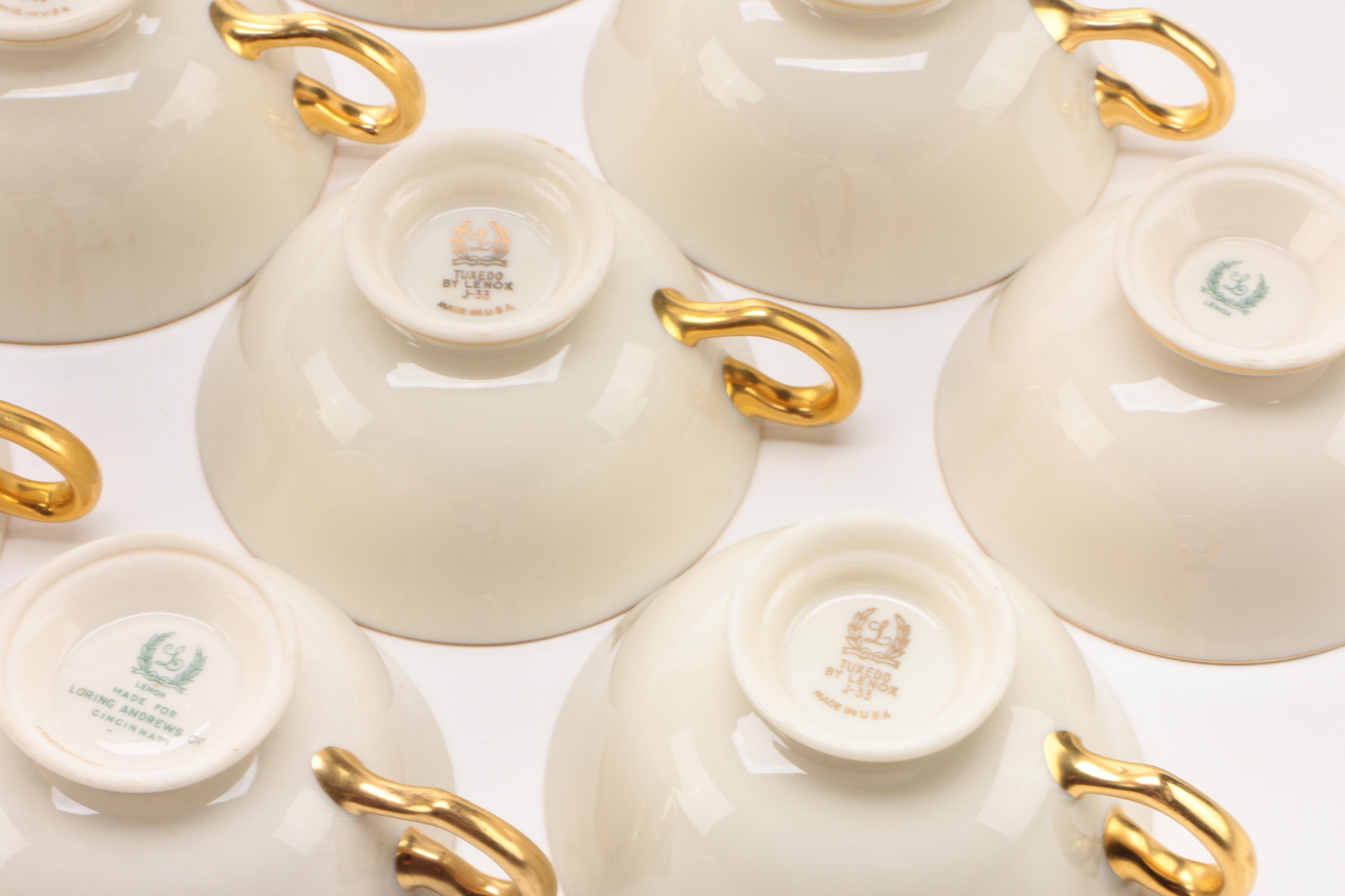 Lenox "Tuxedo" and Other Gold Rimmed Lenox China Dinnerware