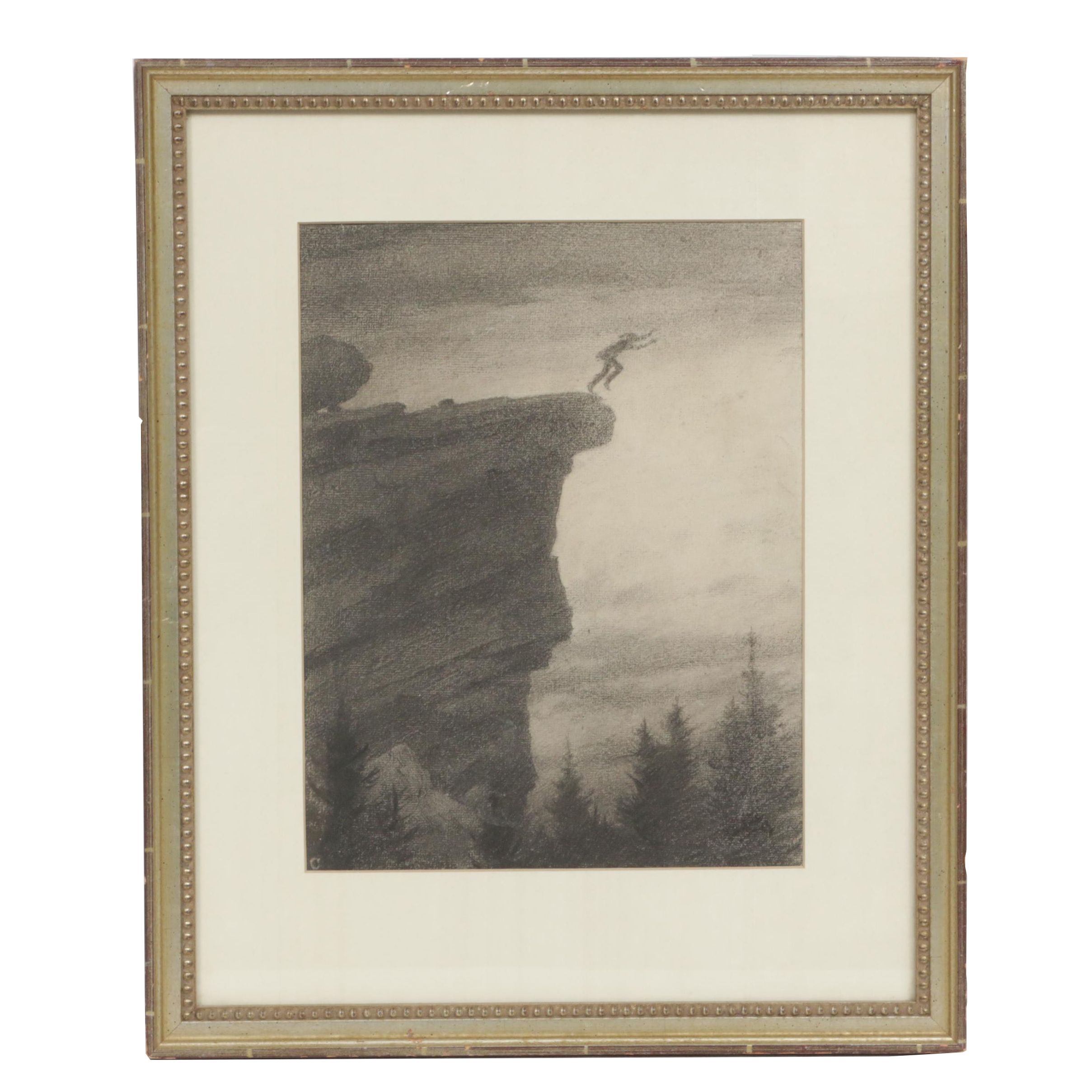 Charles C. Curran Charcoal Drawing "The Legend of Sam's Point"