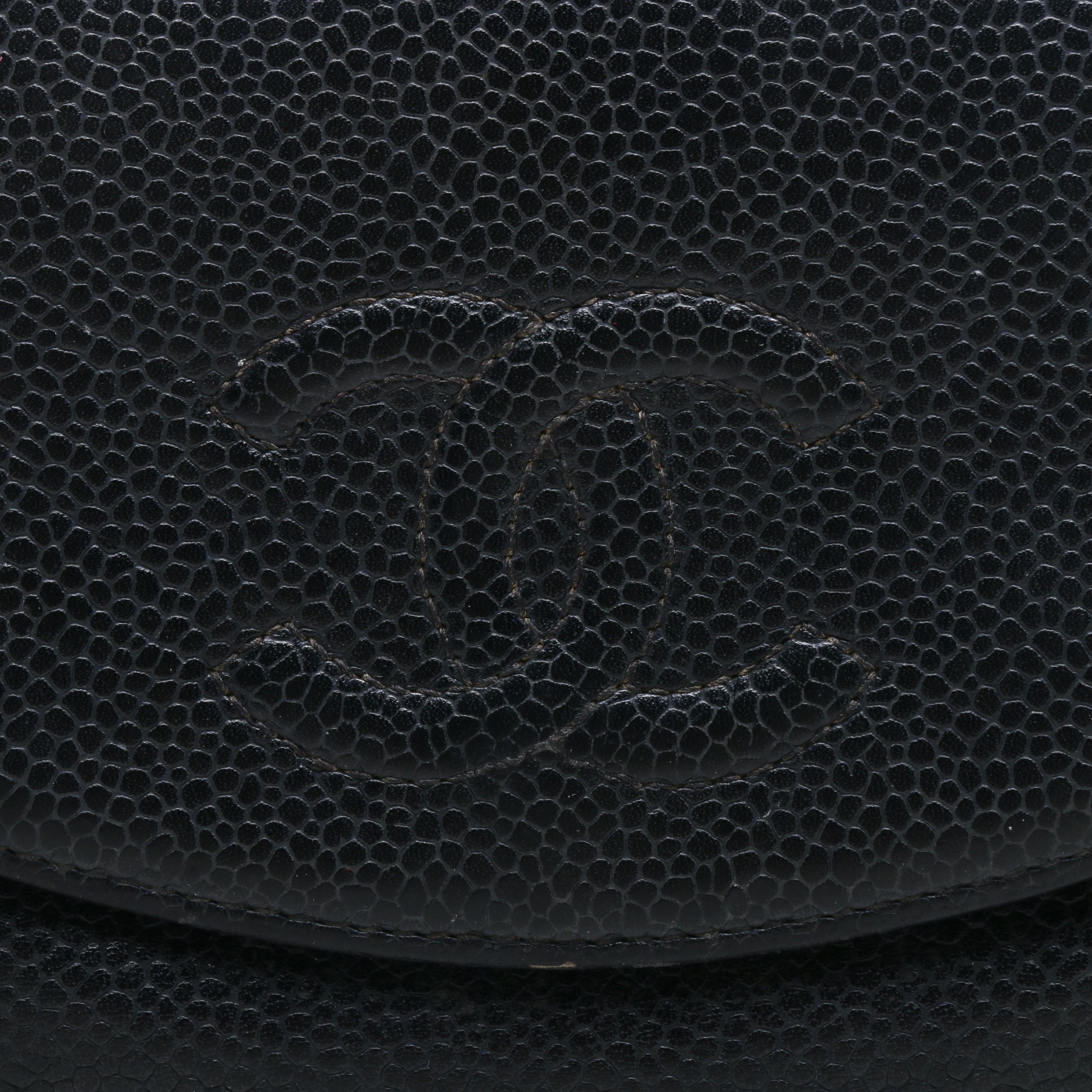 Chanel CC Black Caviar Leather Compact Wallet