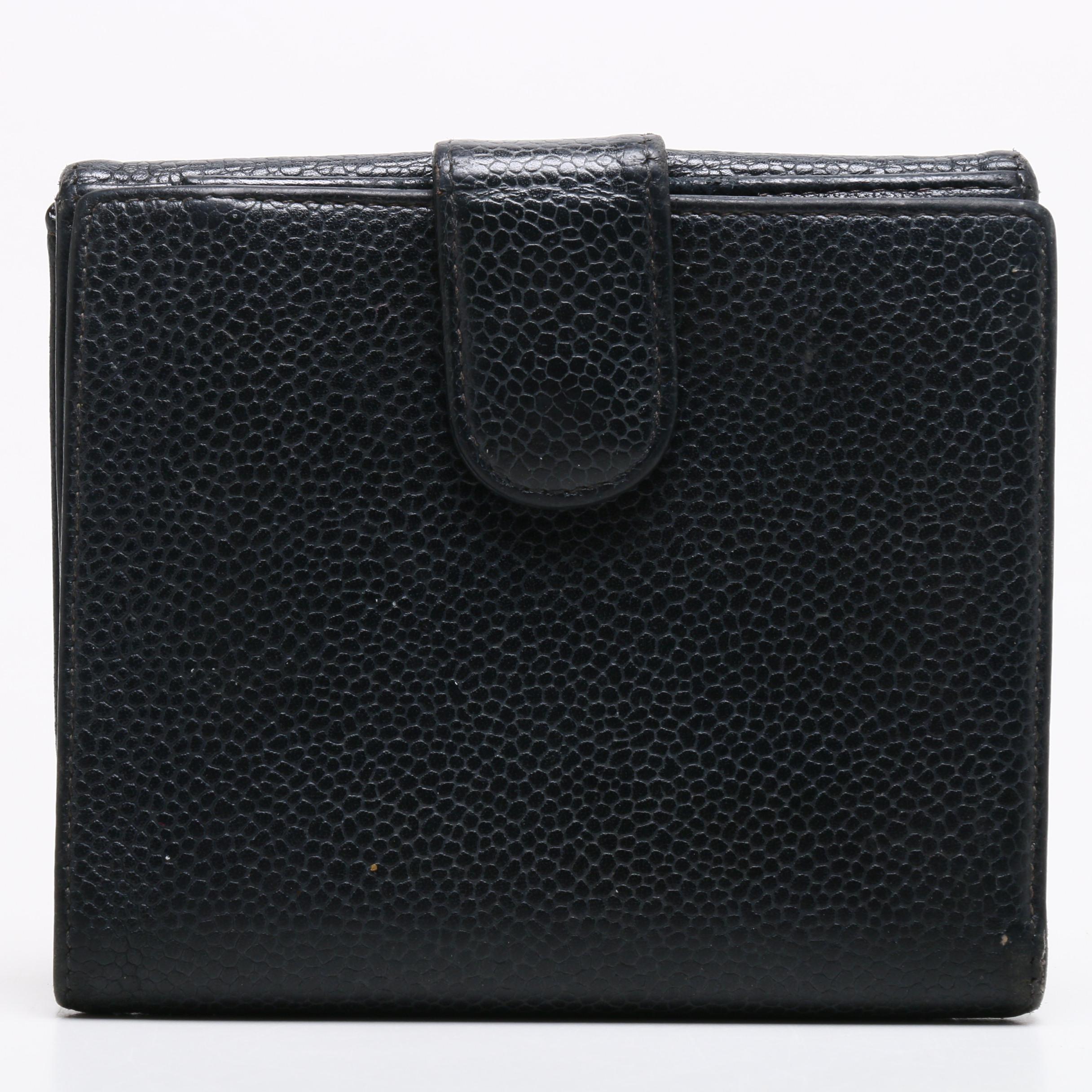 Chanel CC Black Caviar Leather Compact Wallet