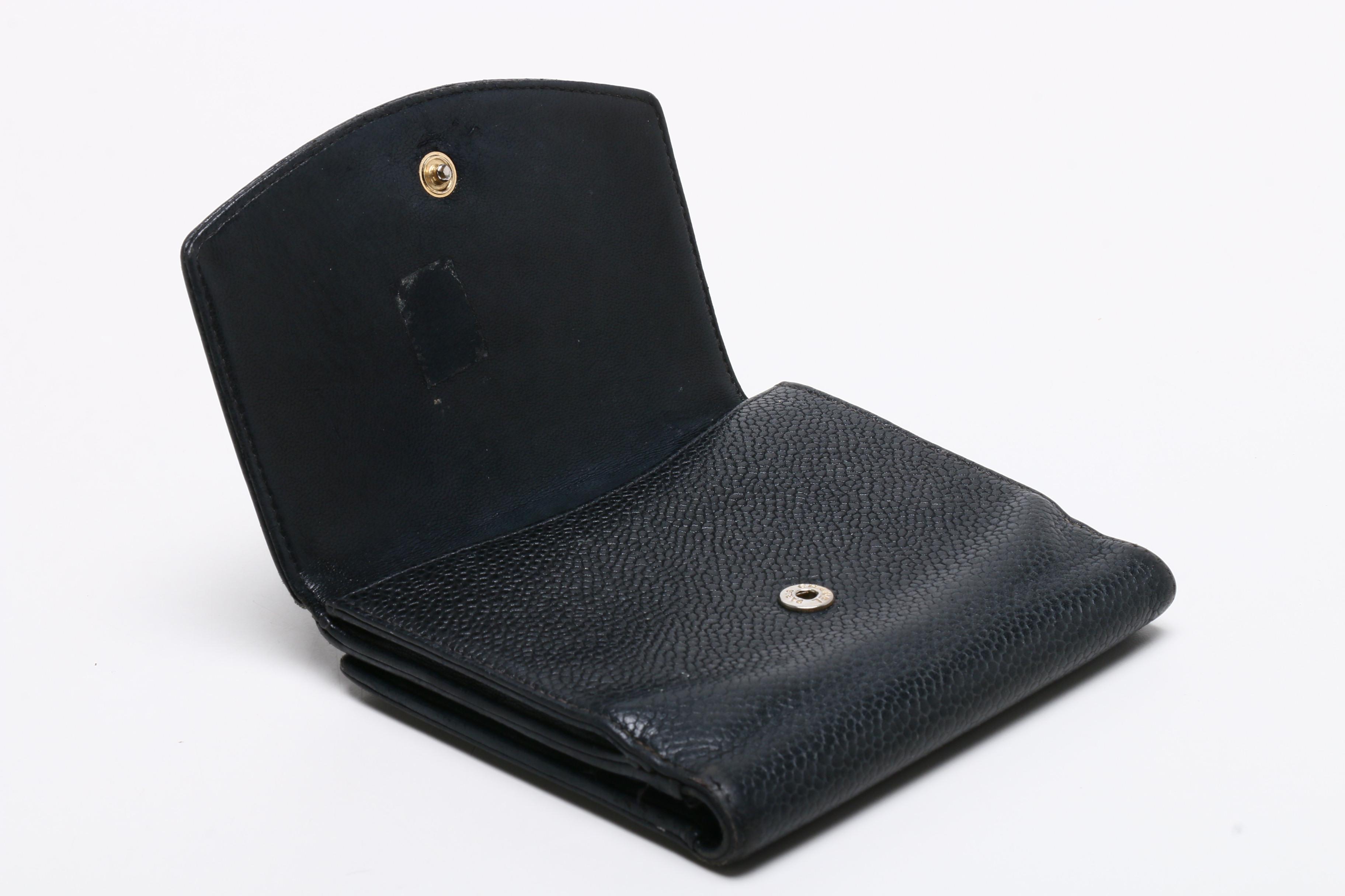 Chanel CC Black Caviar Leather Compact Wallet