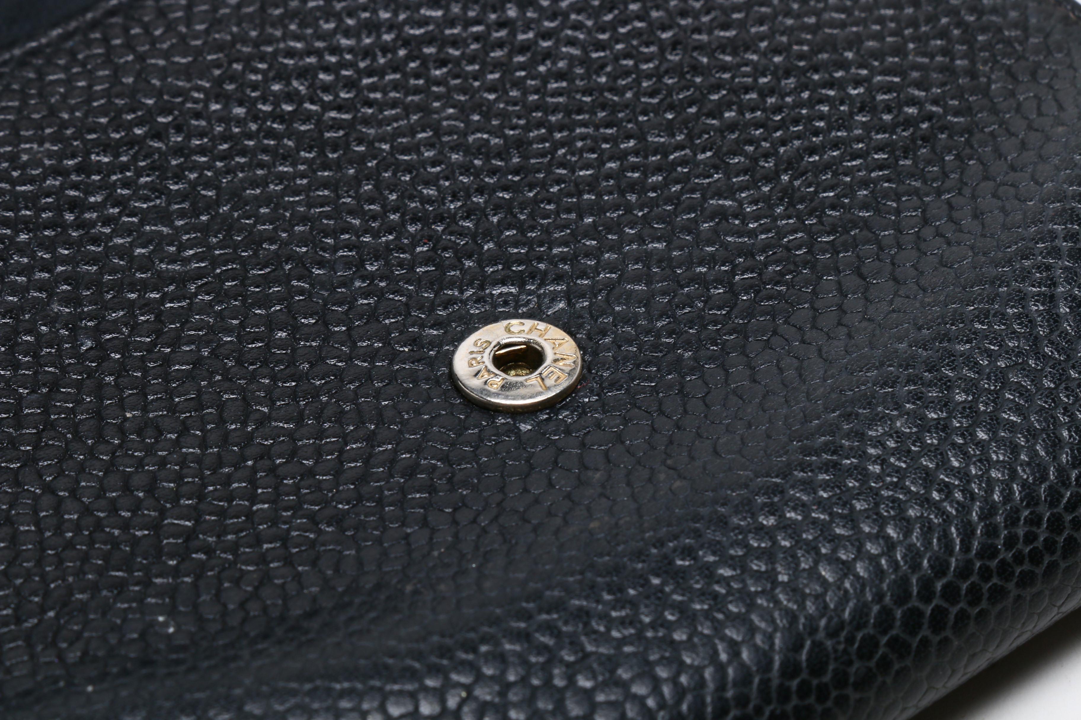 Chanel CC Black Caviar Leather Compact Wallet