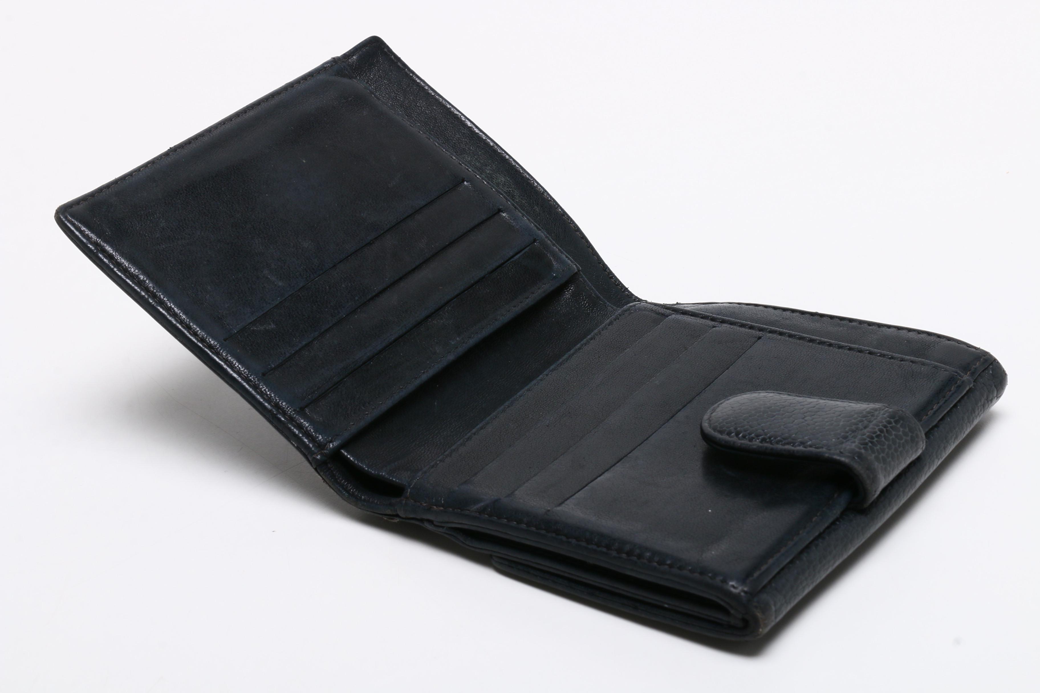 Chanel CC Black Caviar Leather Compact Wallet