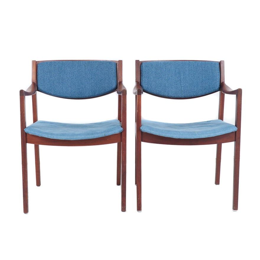Gunlocke Mid Century Office Chairs with Denim Upholstery