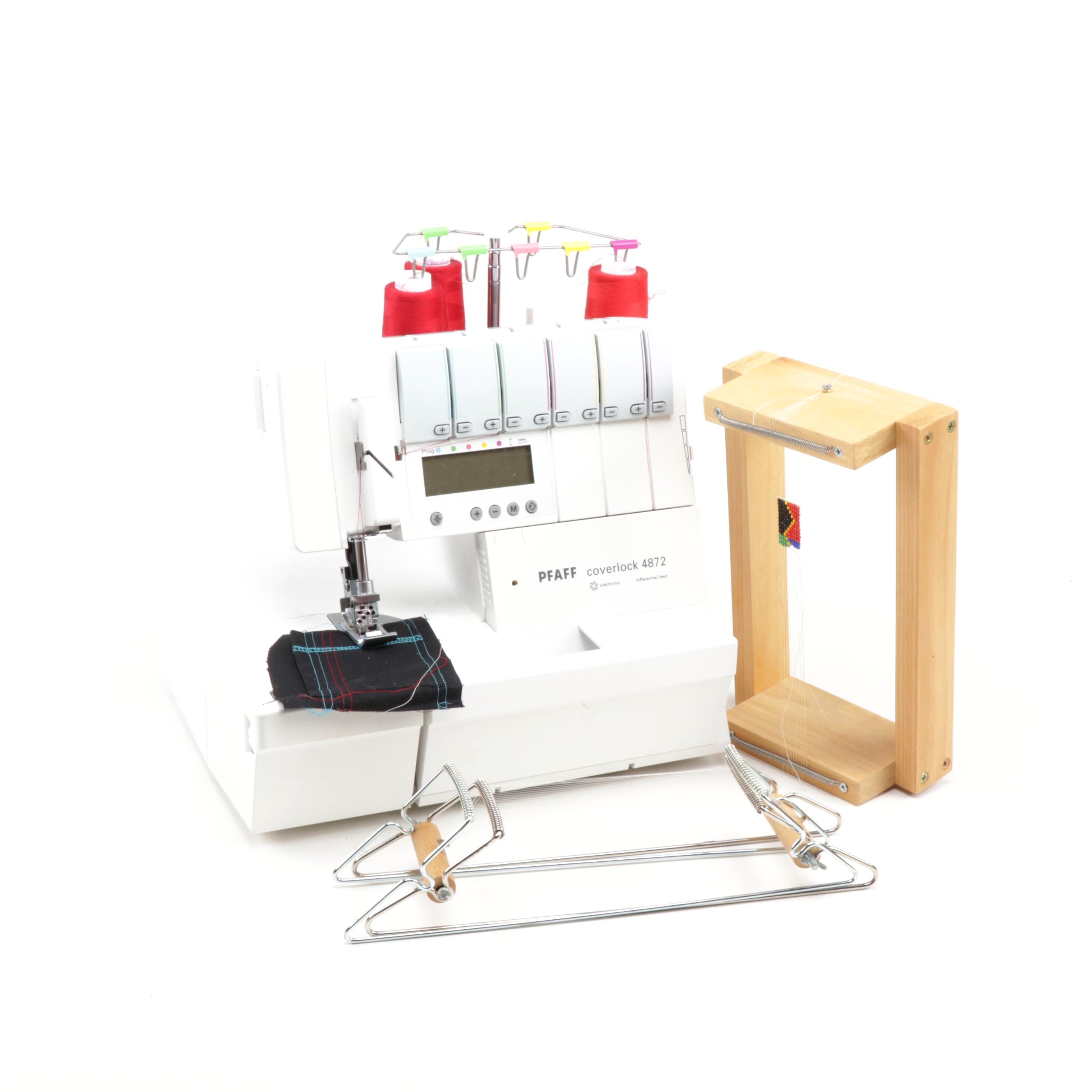 Pfaff Coverlock 4872 Serger Sewing Machine & Wooden Hand Looms