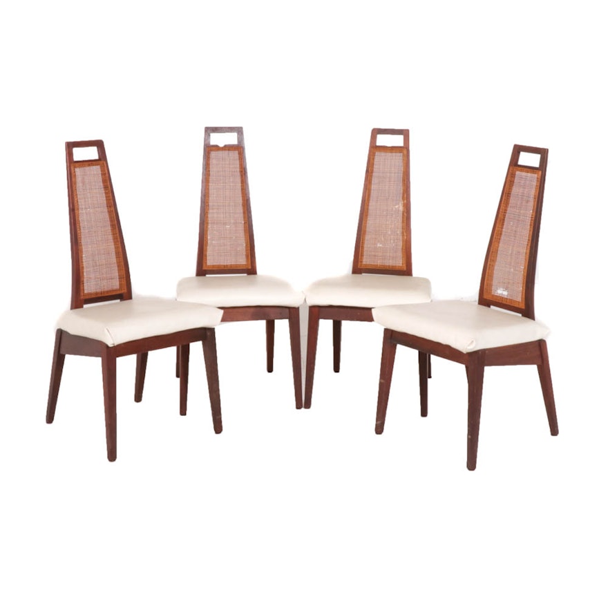 Mid Century Modern Cane Back Dining Chairs, Set of Four