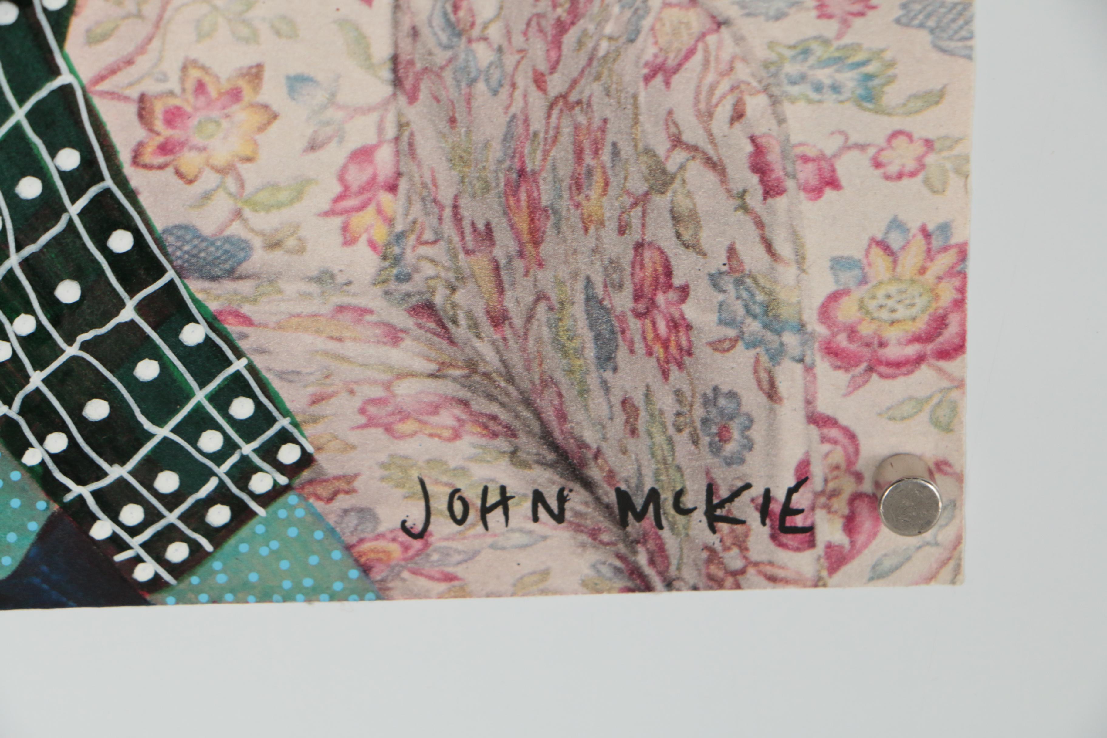 John McKie Gouache Painting on Halftone Collotype