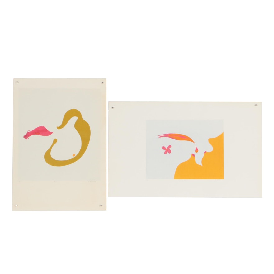 William Downing Abstract Serigraphs "No. 61" and "Nectar No. 71"