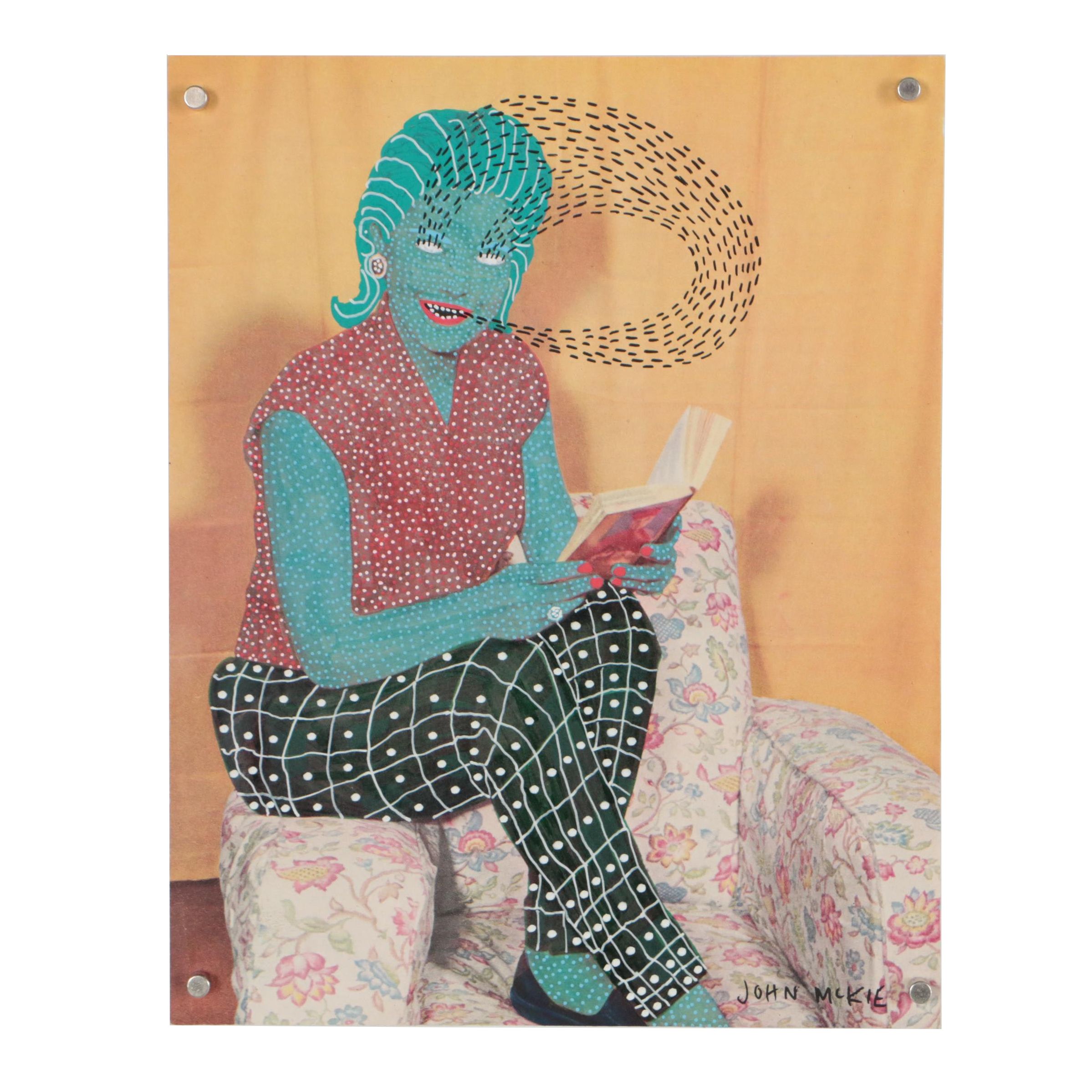 John McKie Gouache Painting on Halftone Collotype