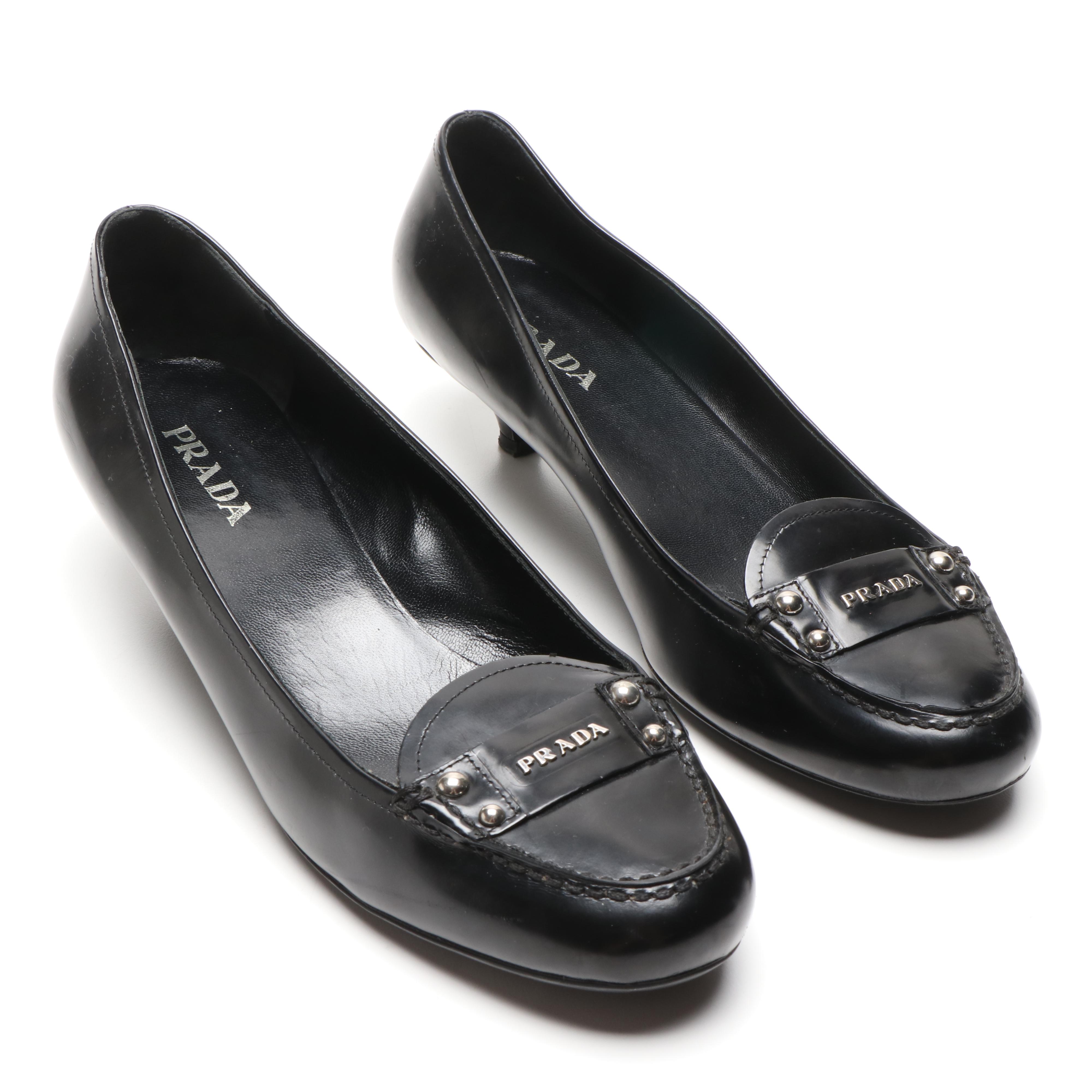 Prada Black Leather Heels
