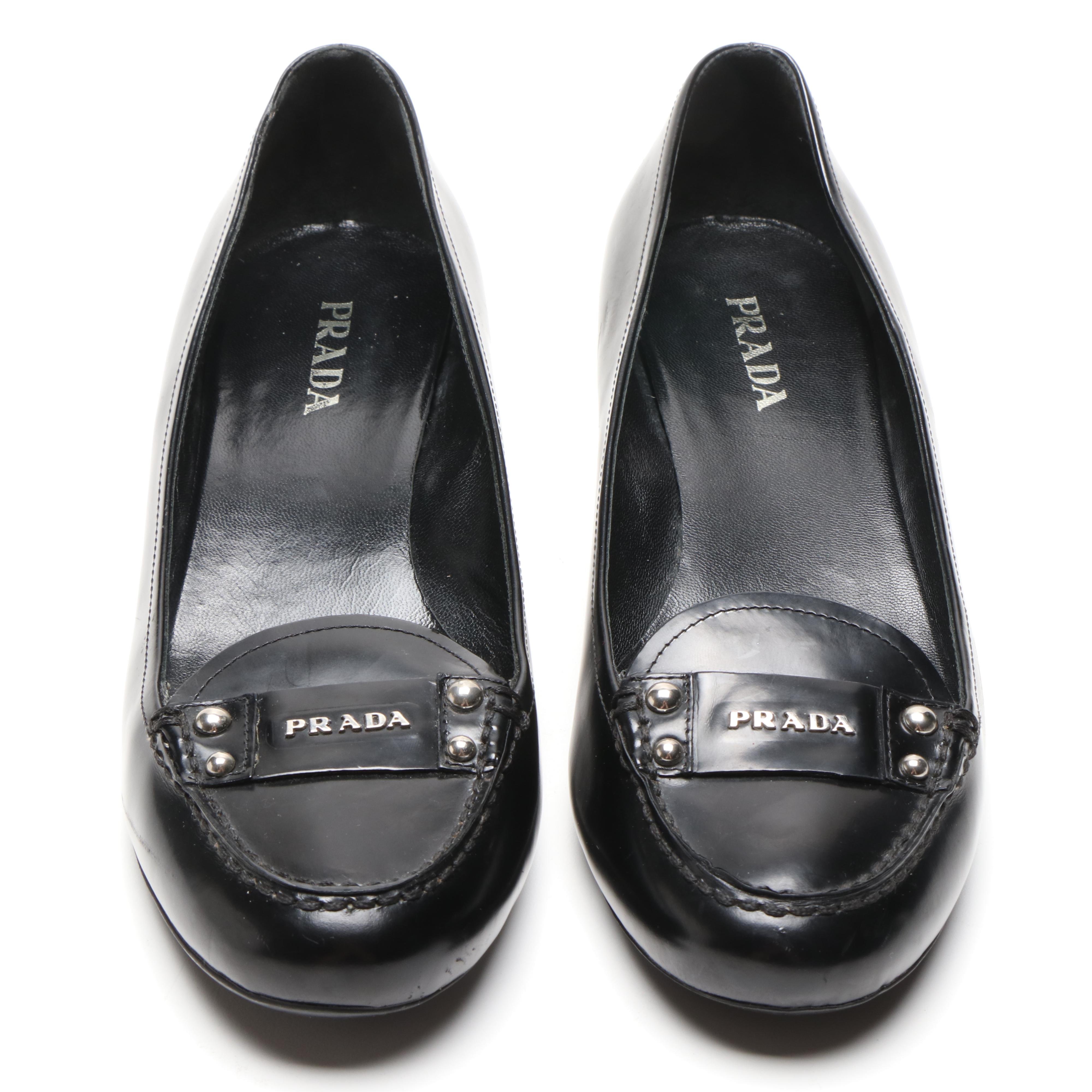 Prada Black Leather Heels