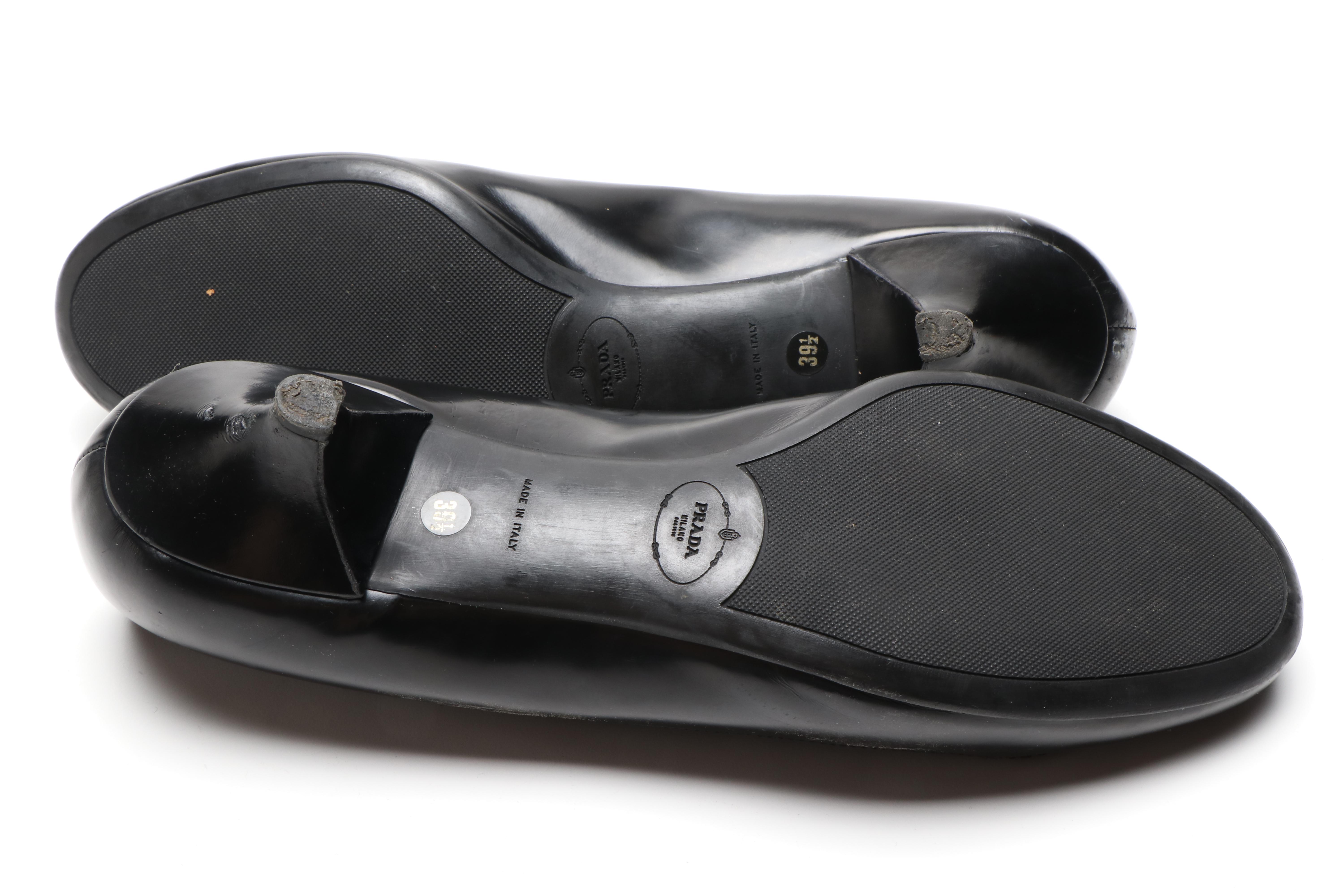 Prada Black Leather Heels