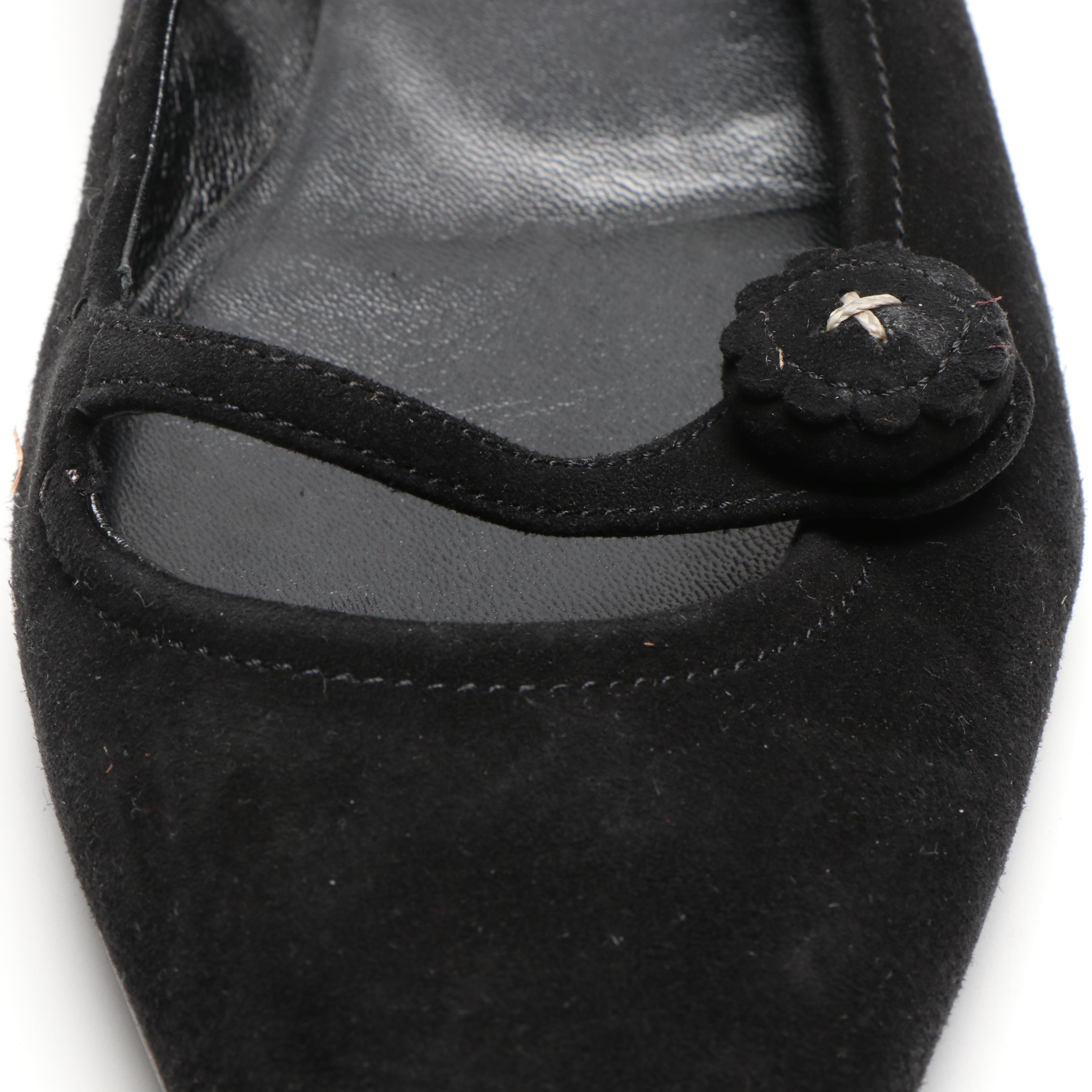 Prada Black Suede Pointed Toe Flats