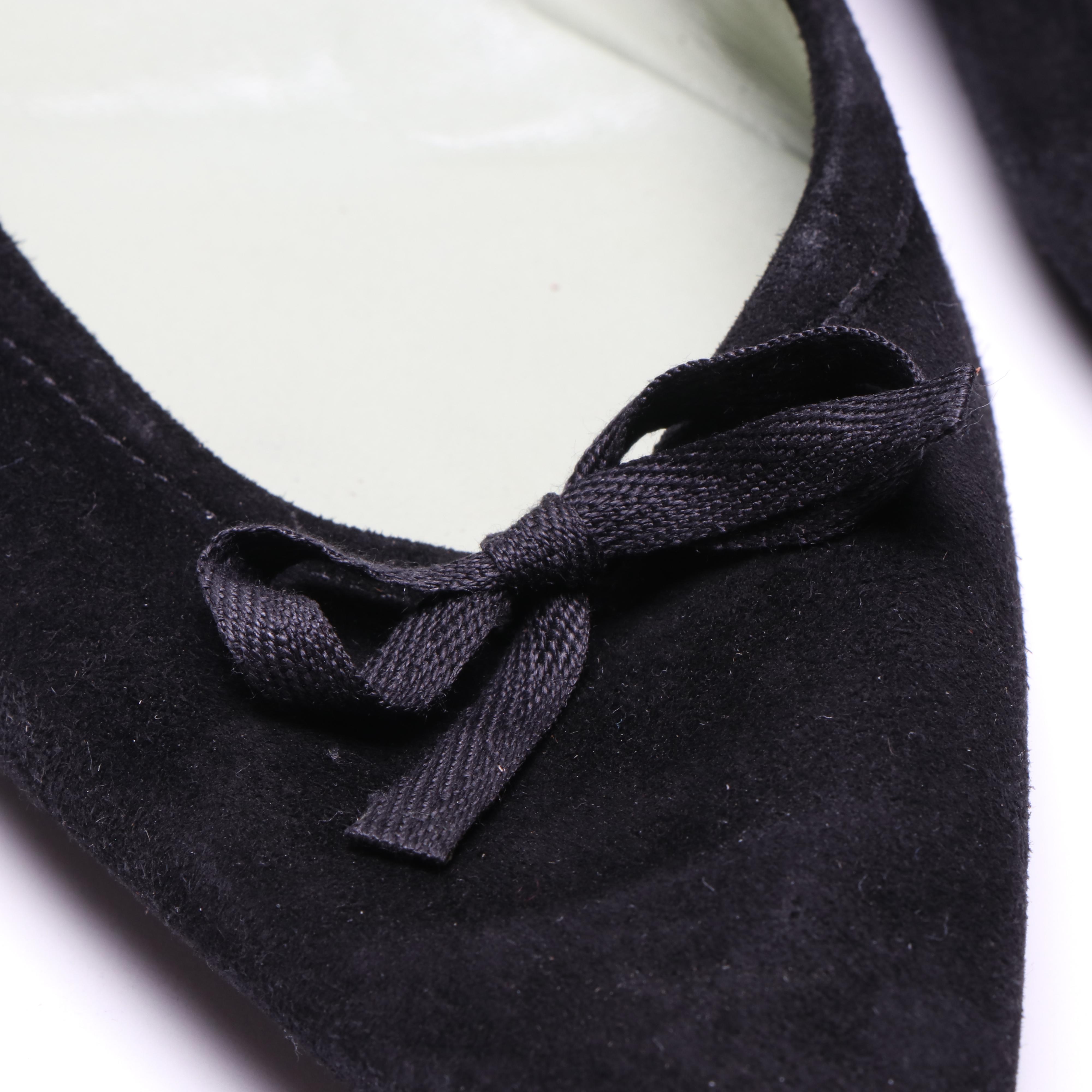 Prada Black Suede Pointed Toe Flats