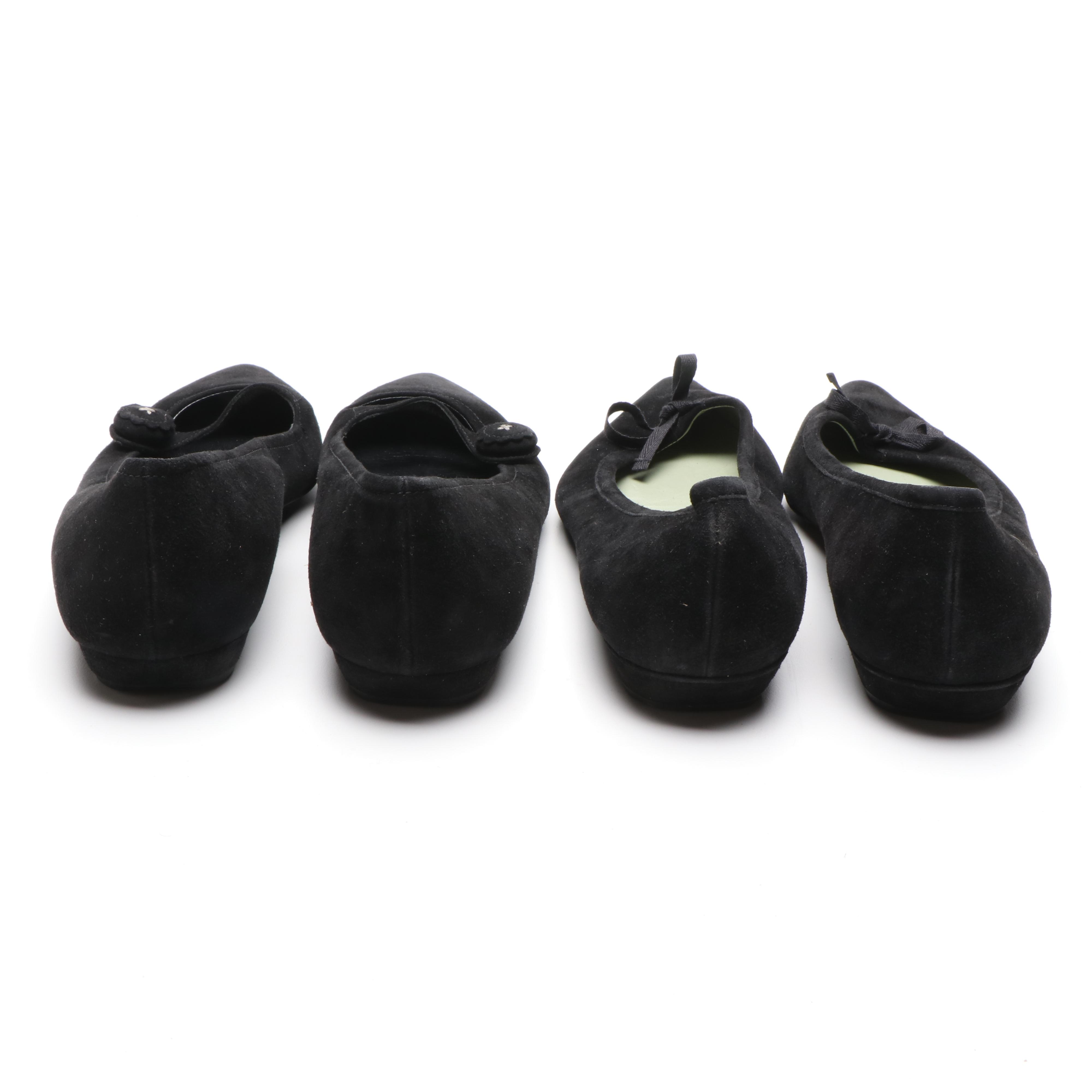 Prada Black Suede Pointed Toe Flats