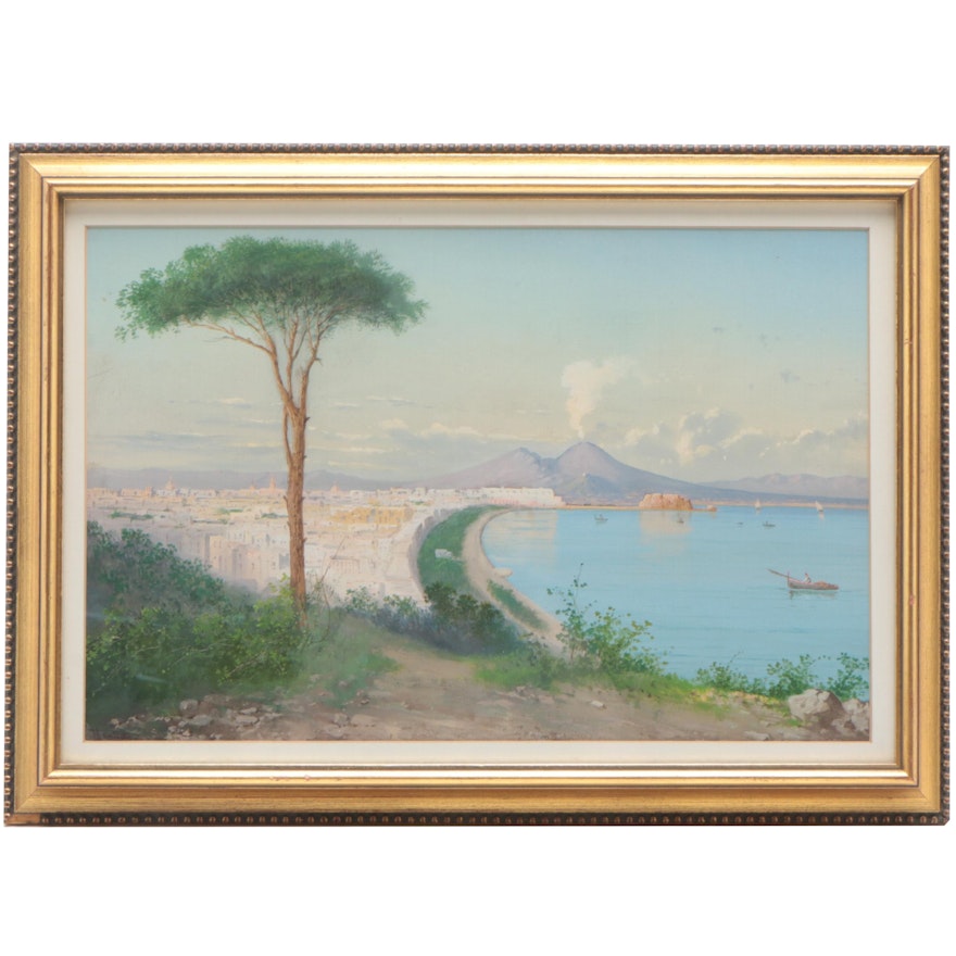 Salvatore Montullo Continental Landscape Gouache Painting