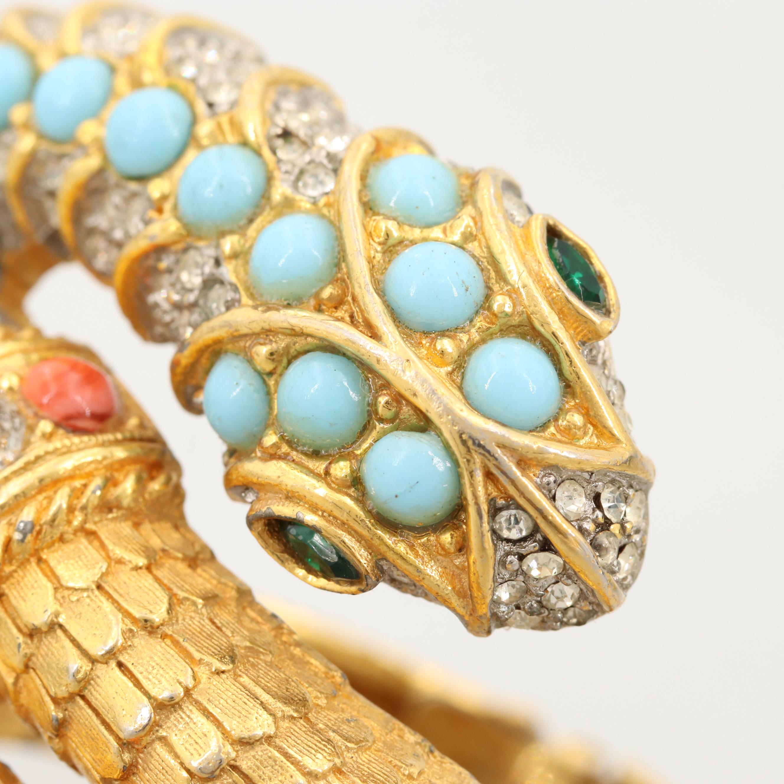 Circa 1960 - 1970s Kenneth Jay Lane Hinged Bypass Snake Bracelet
