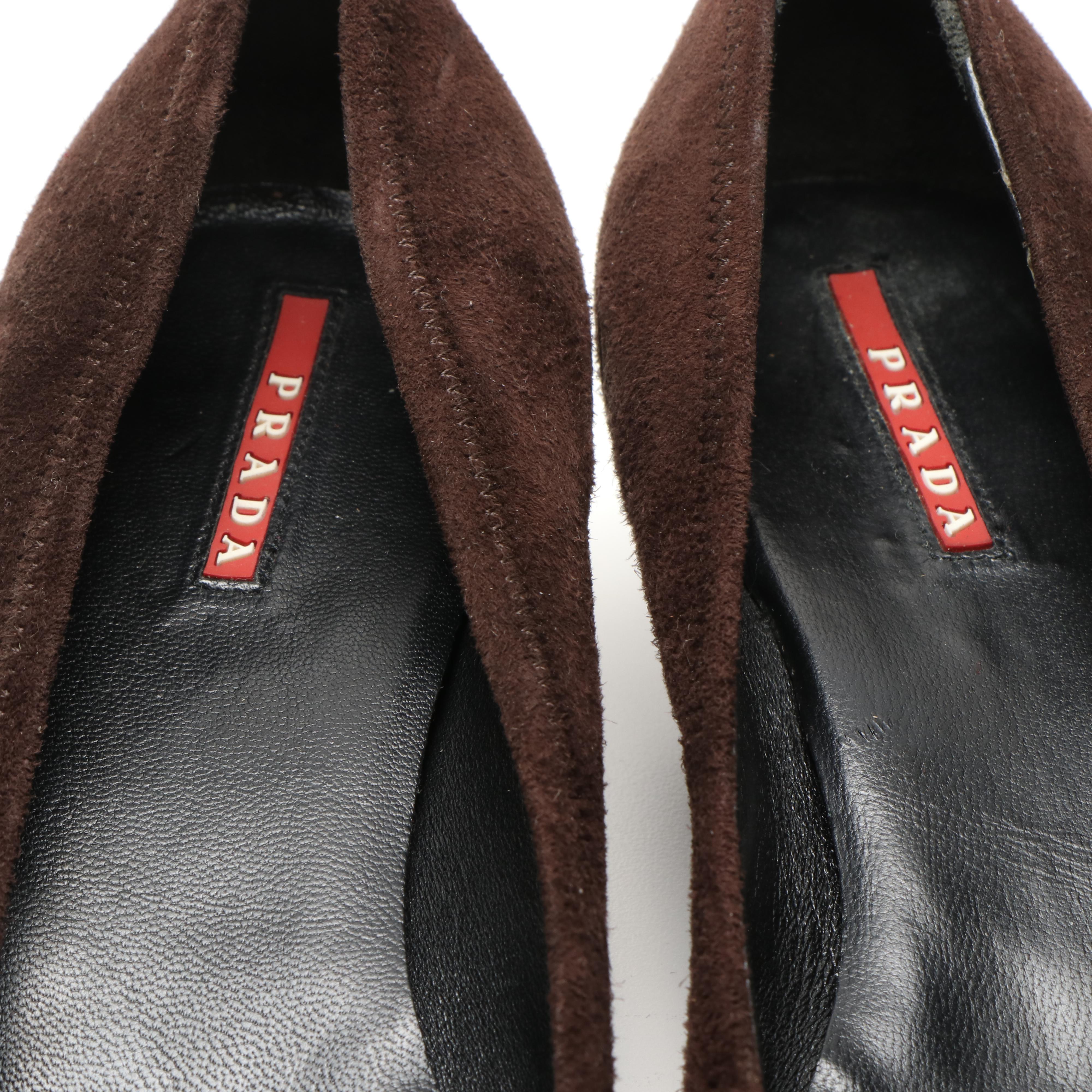 Prada Brown Suede and Black Suede Heels