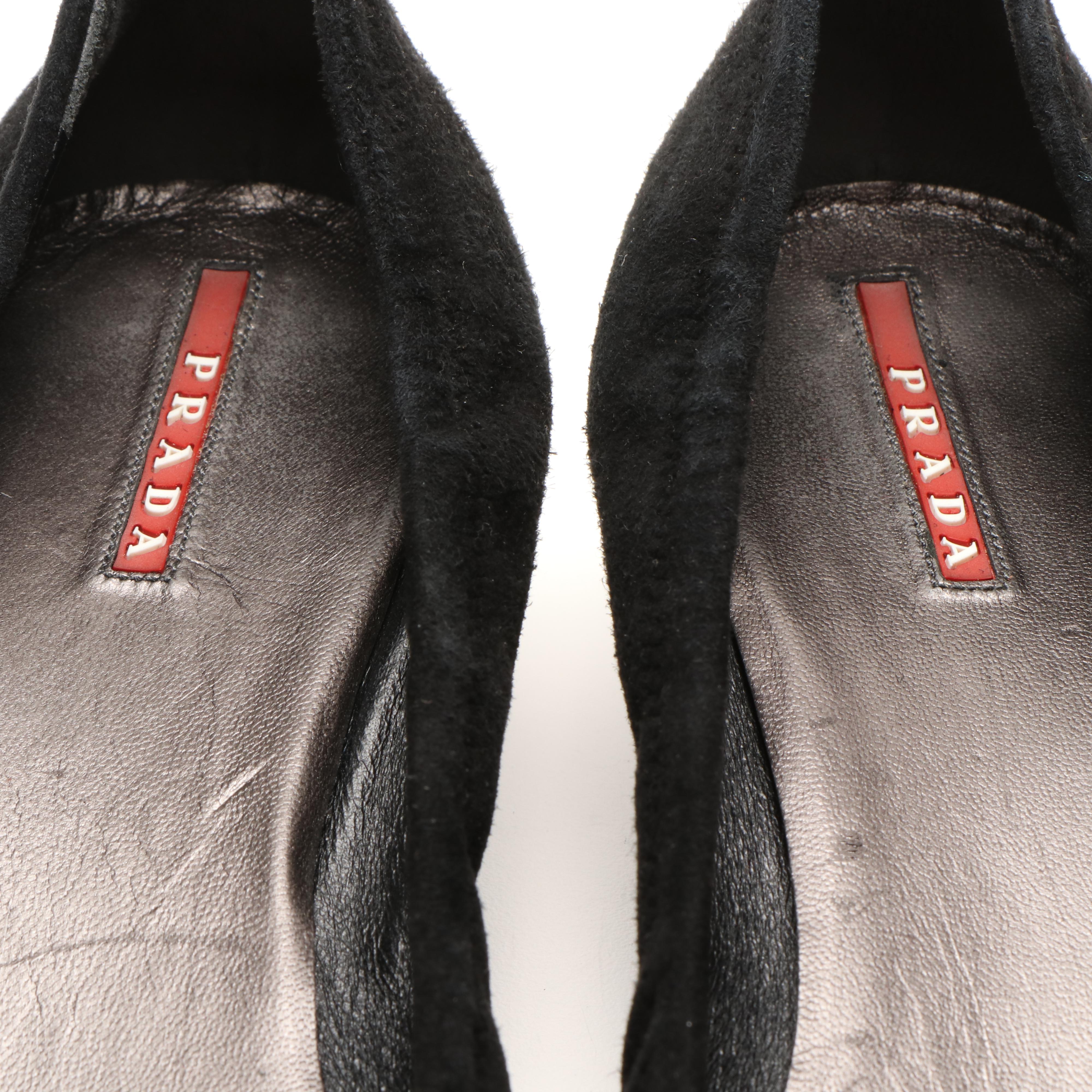 Prada Brown Suede and Black Suede Heels