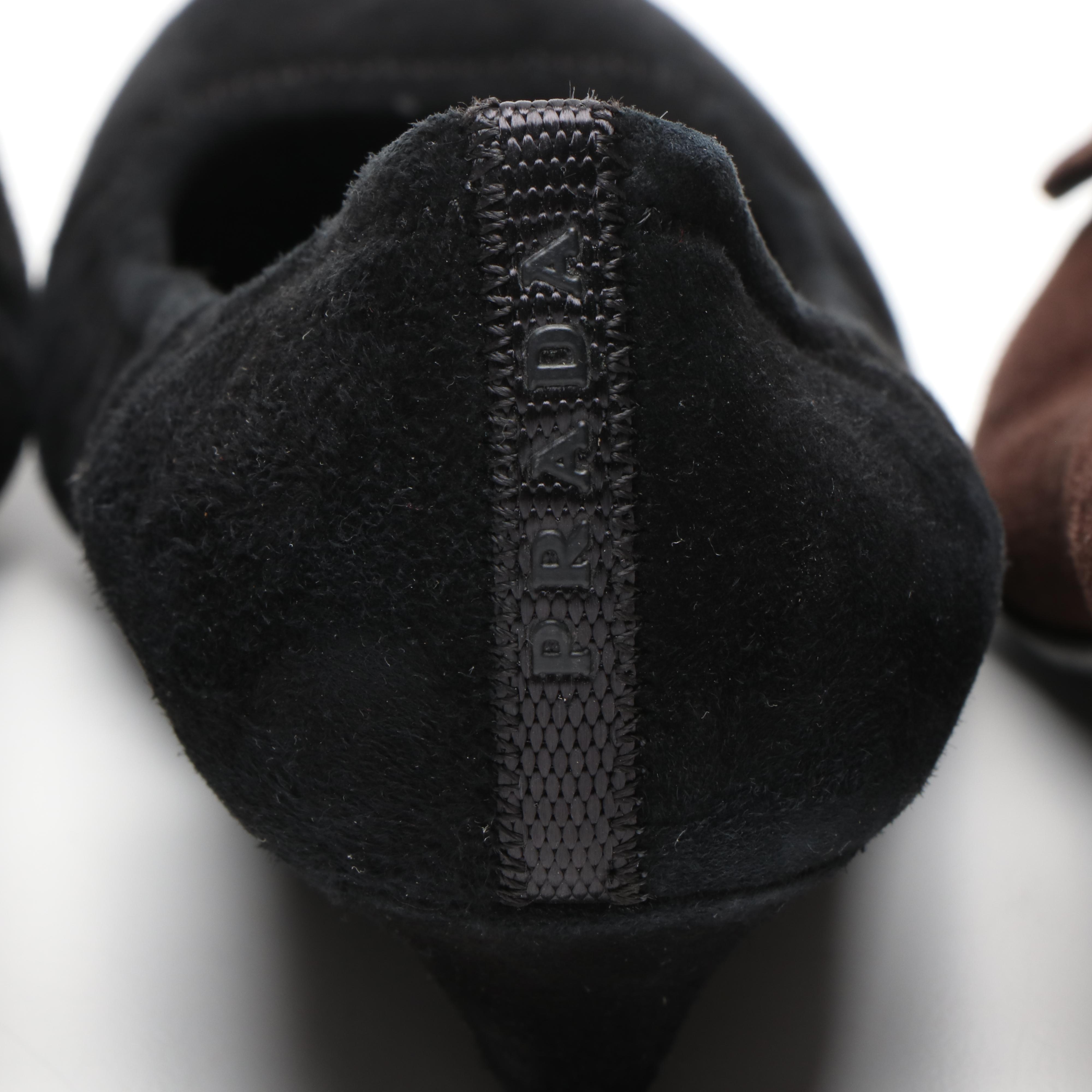 Prada Brown Suede and Black Suede Heels