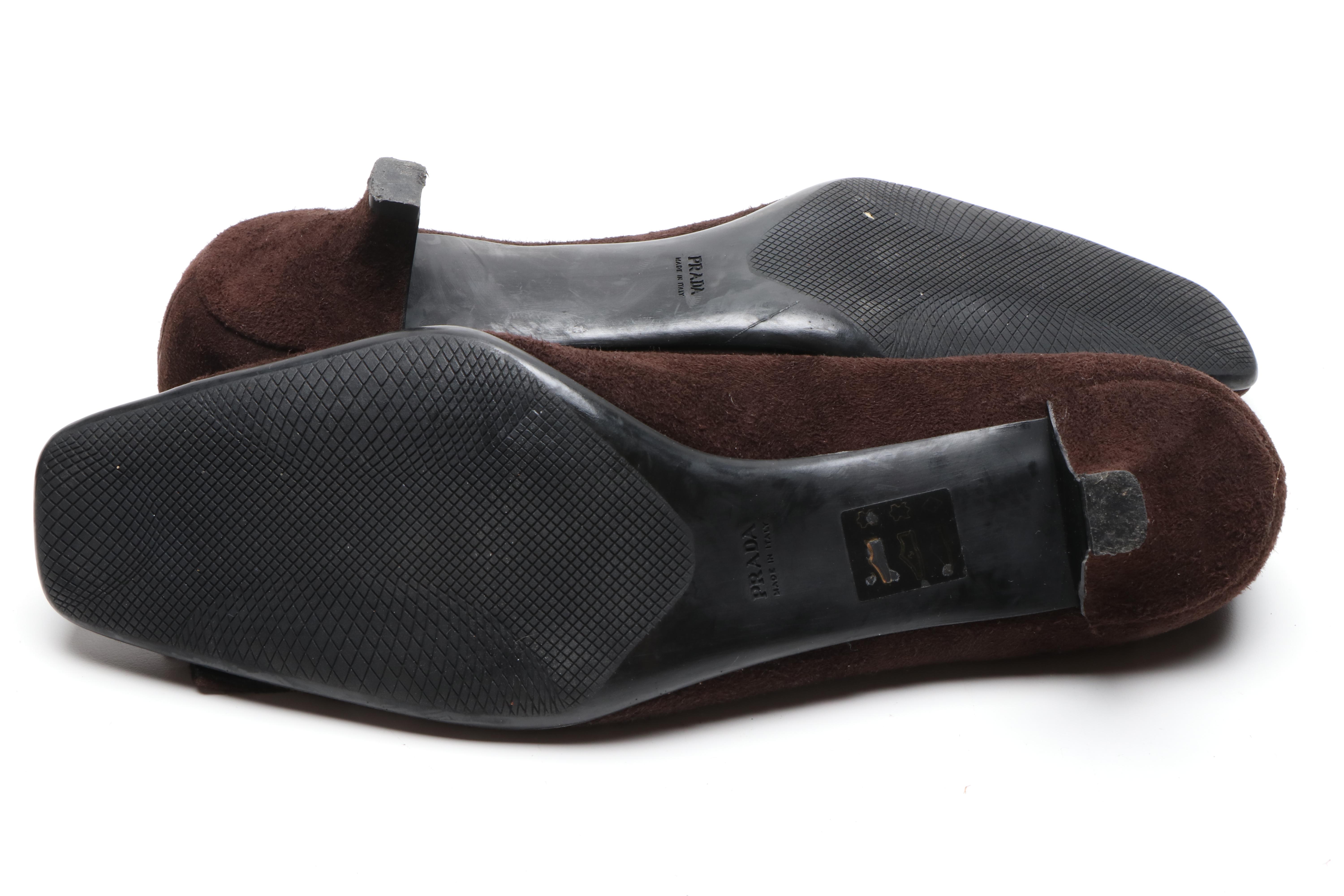 Prada Brown Suede and Black Suede Heels