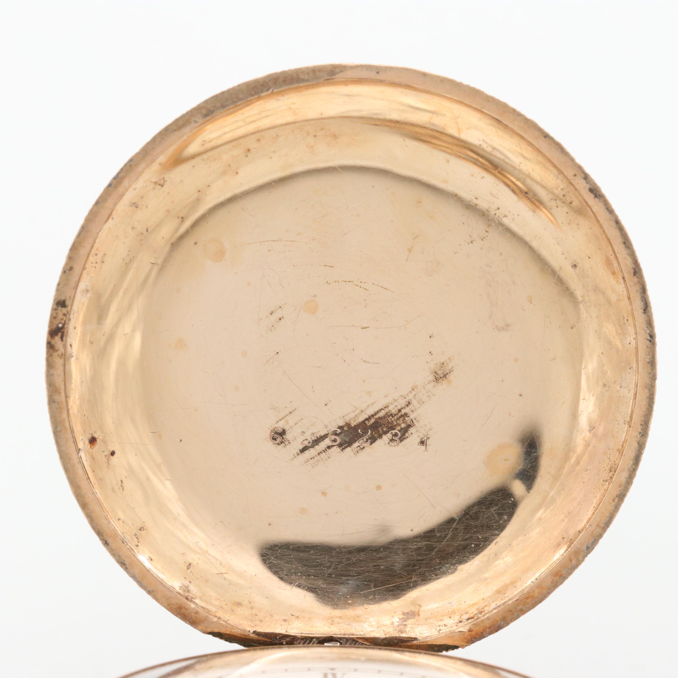 Antique Waltham Gold Filled Pocket Watch With Fleur de Lis Pin, 1900