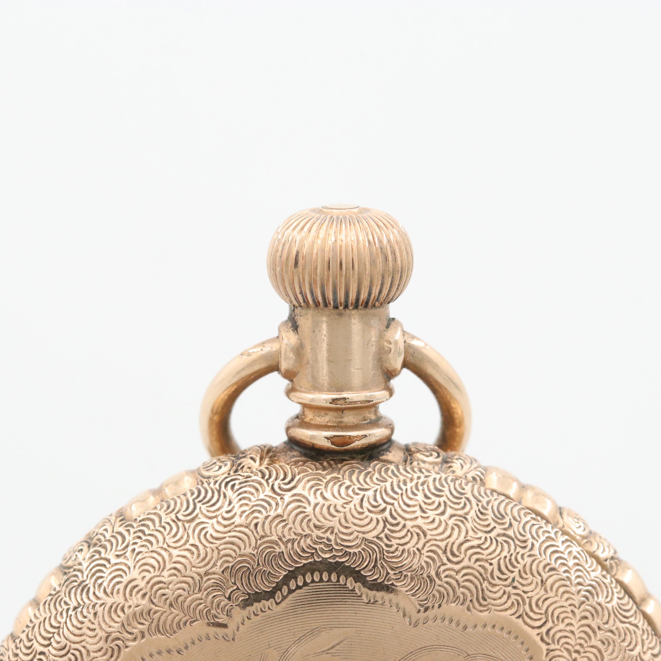 Antique Waltham Gold Filled Pocket Watch With Fleur de Lis Pin, 1900