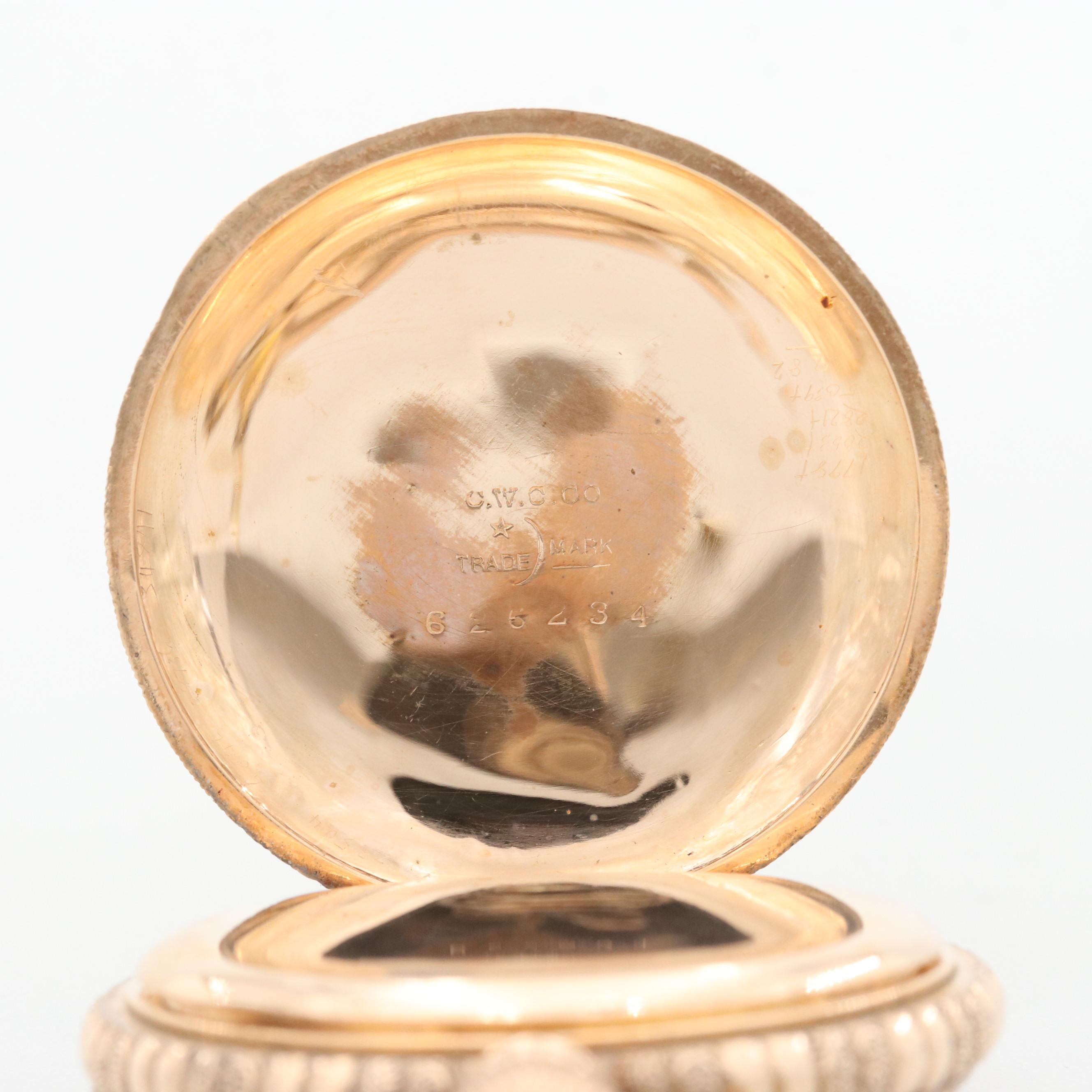 Antique Waltham Gold Filled Pocket Watch With Fleur de Lis Pin, 1900