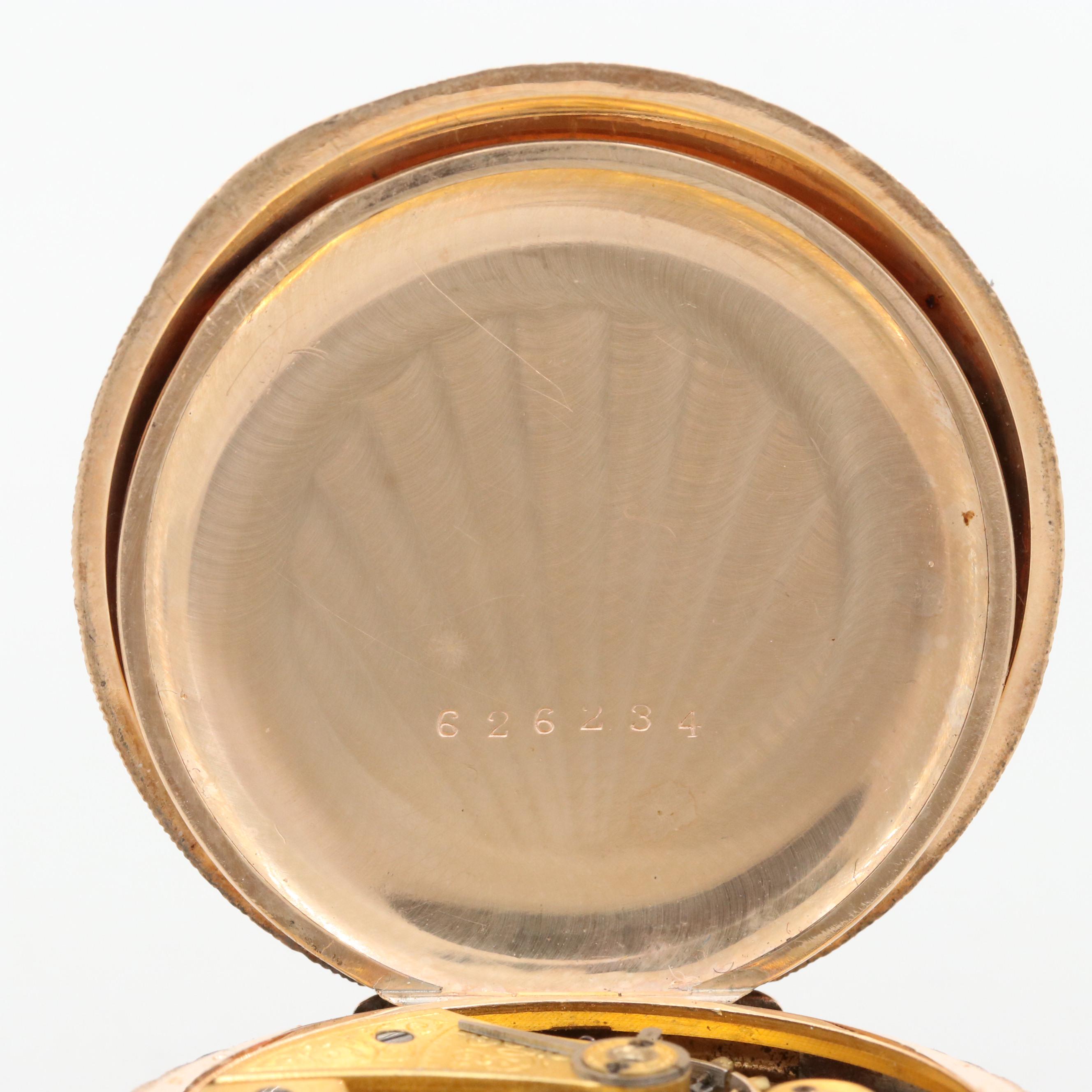 Antique Waltham Gold Filled Pocket Watch With Fleur de Lis Pin, 1900