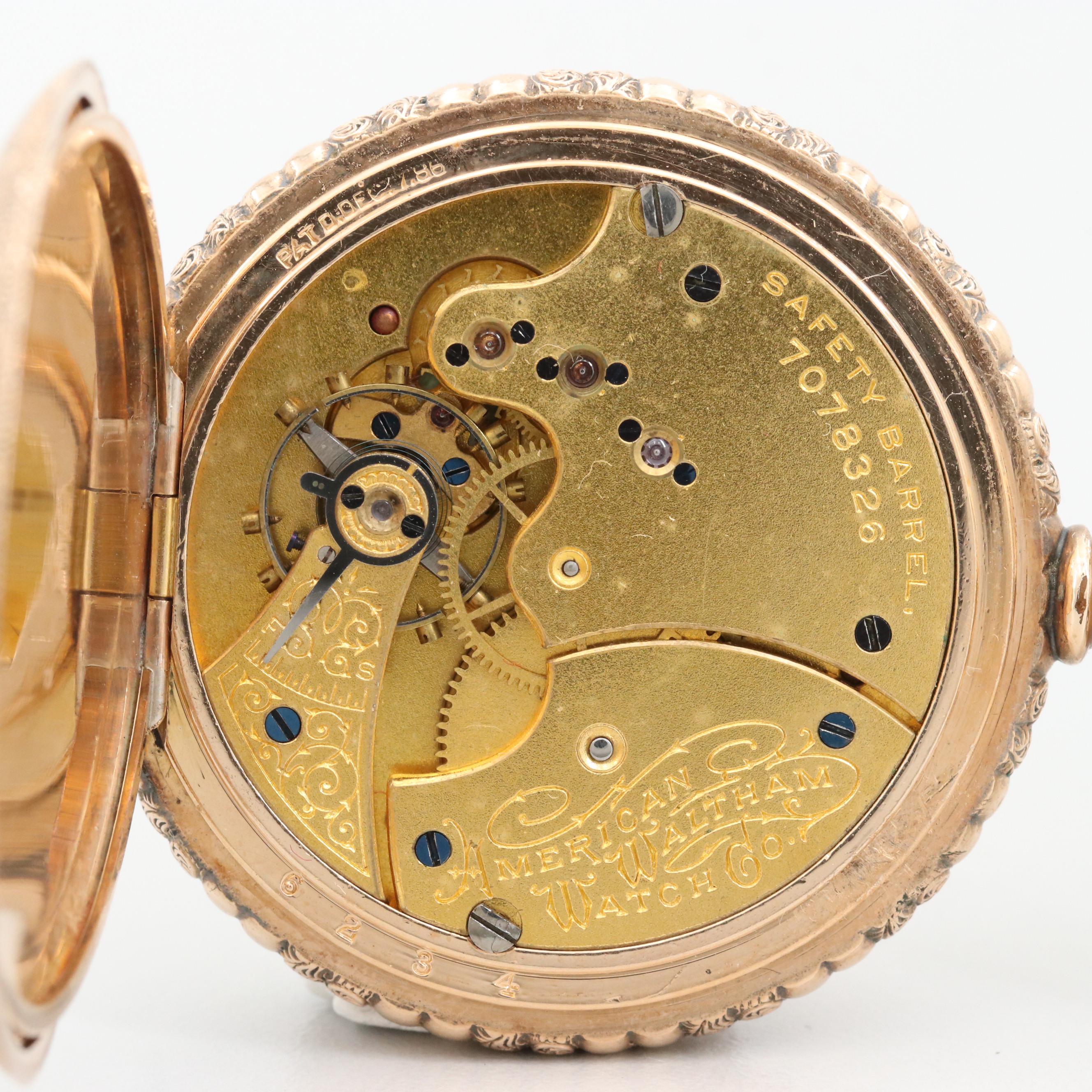 Antique Waltham Gold Filled Pocket Watch With Fleur de Lis Pin, 1900