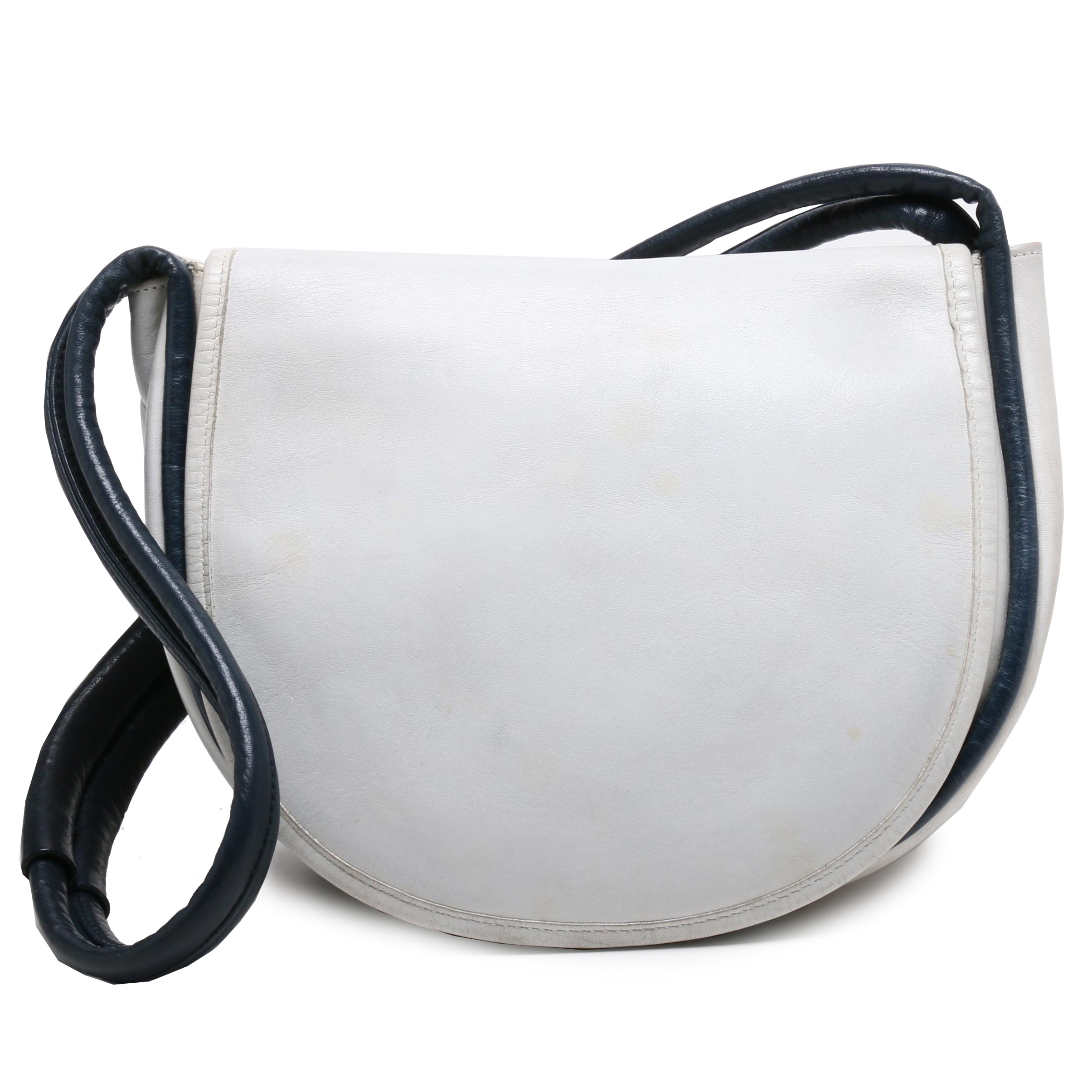 Bonnie Cashin Designed Coach White Leather Saddle Shoulder Bag, 1960s Vintage