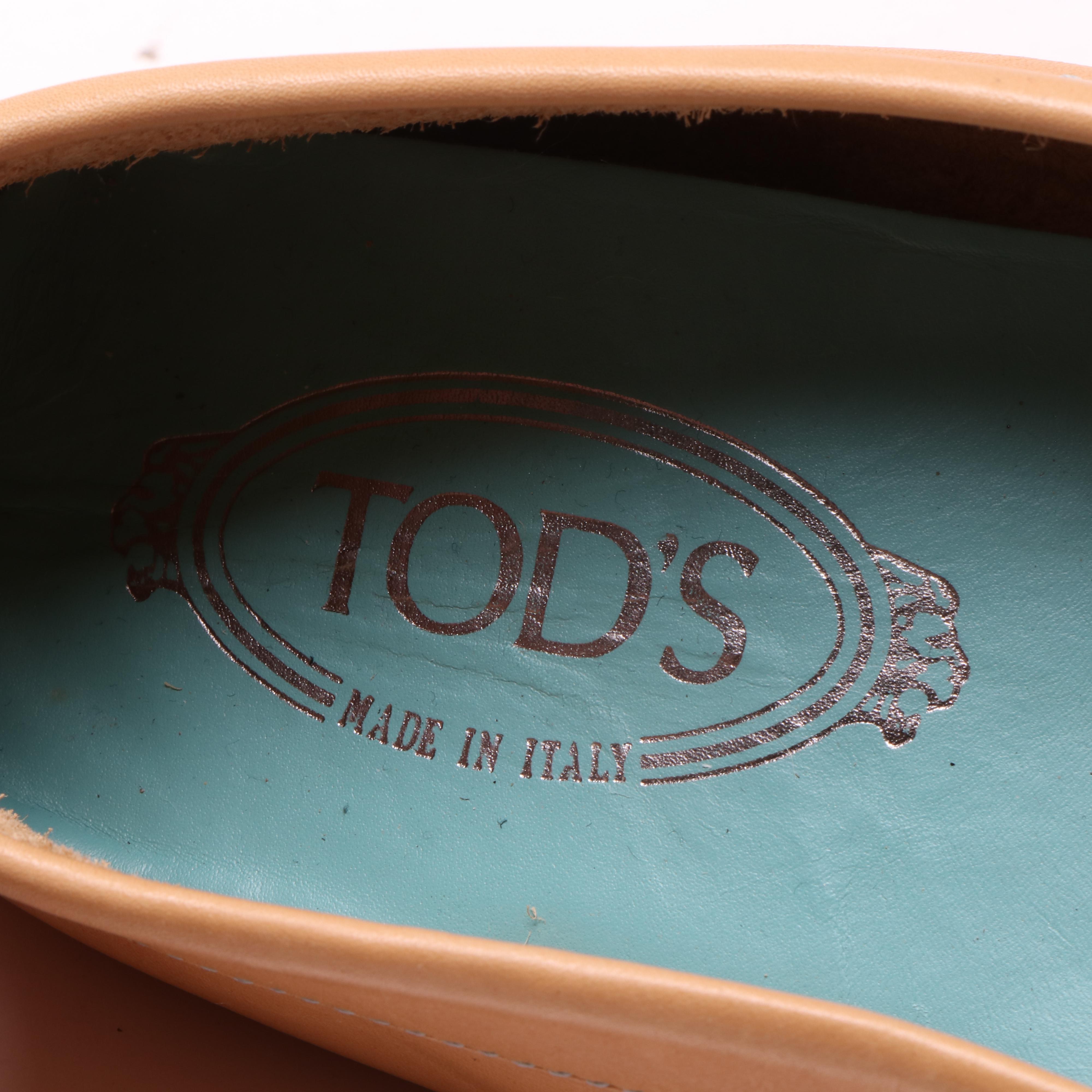 Tod's Tan Leather Driving Loafers and Tory Burch Rust Suede Ballet Flats