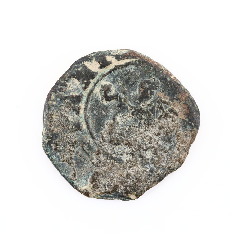 Medieval European Bronze Coin, Ca. 800 A.D.