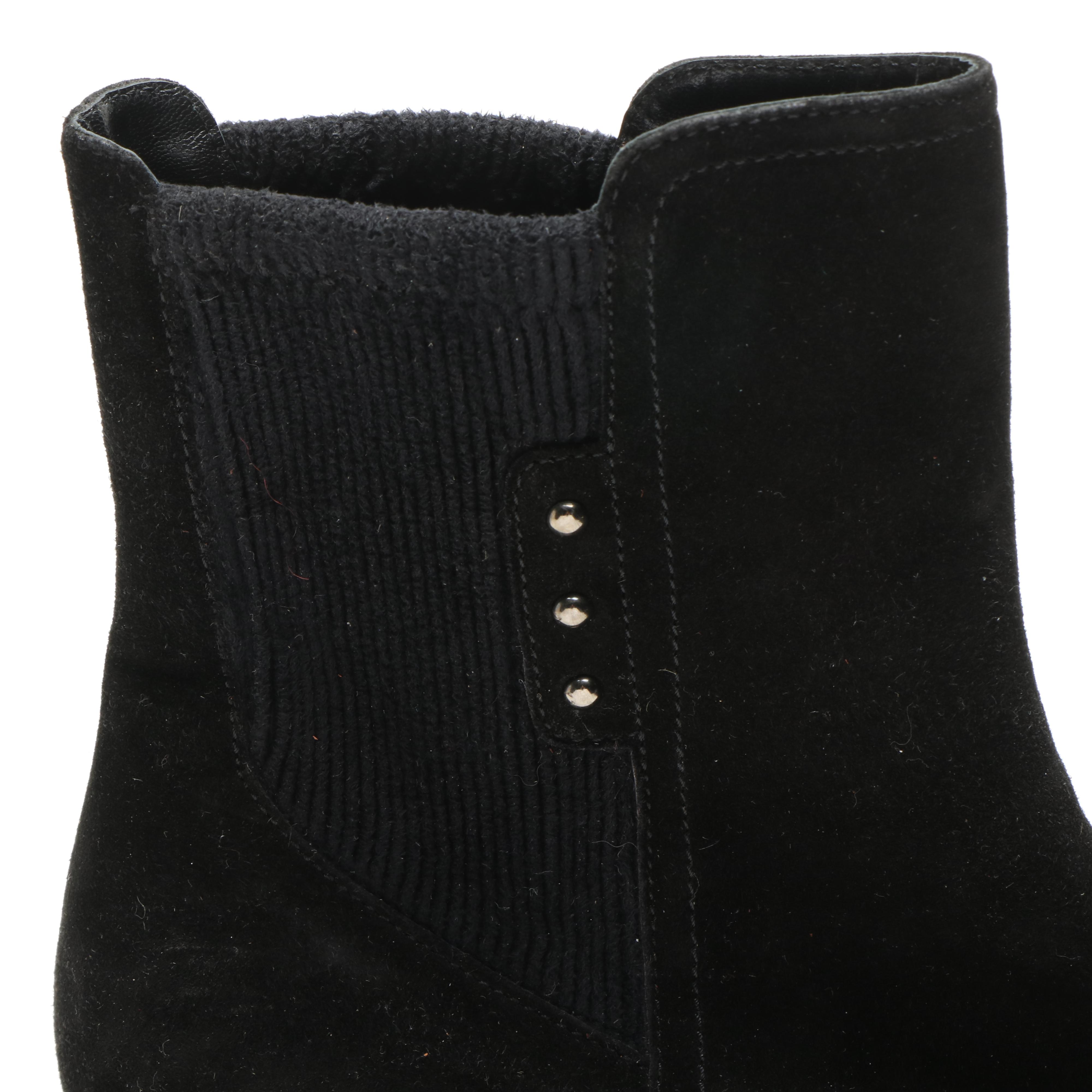 Prada Black Suede Square Toe Boots and Aquatalia Black Suede Wedge Boots