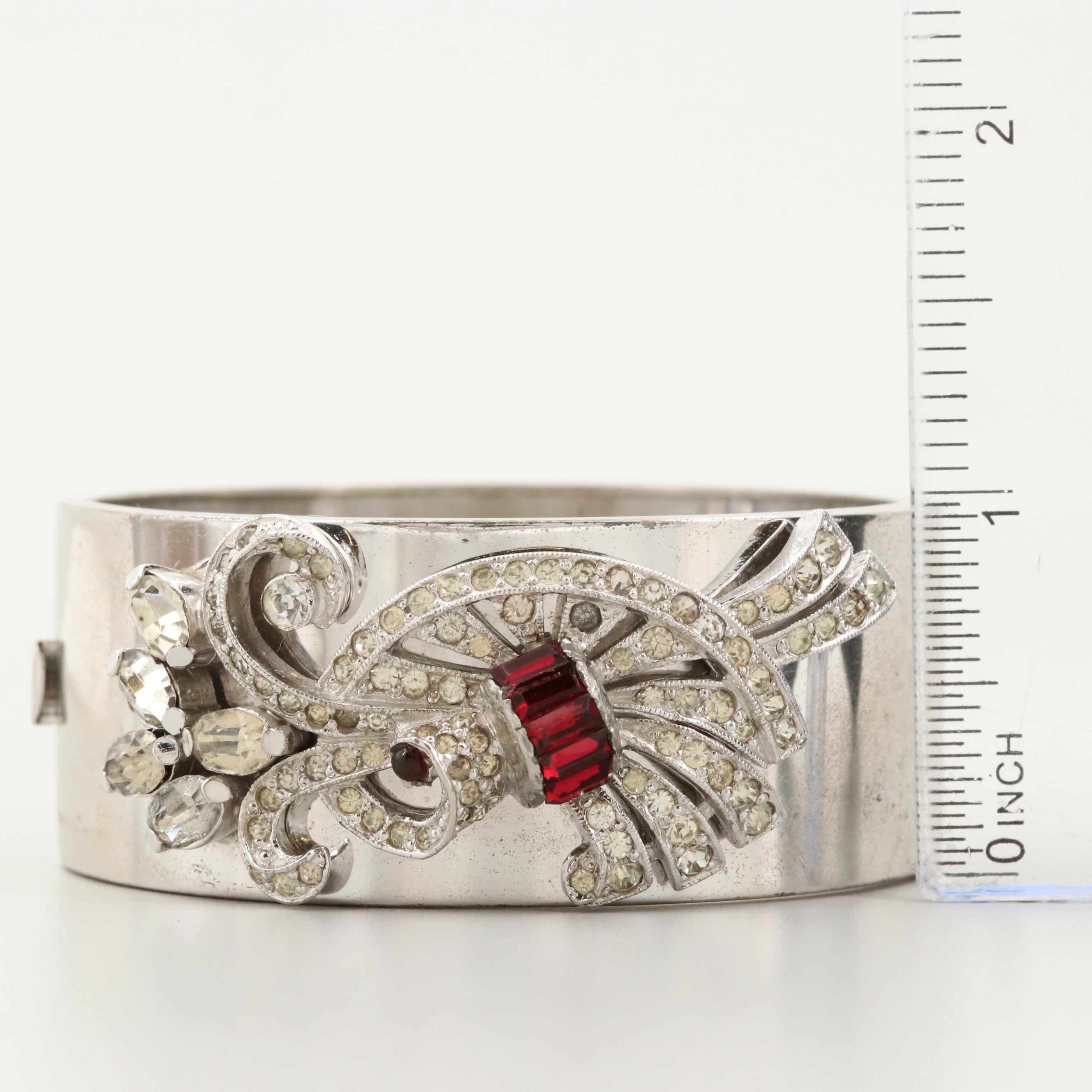 Retro Harry Iskin Sterling Silver Rhinestone Bracelet