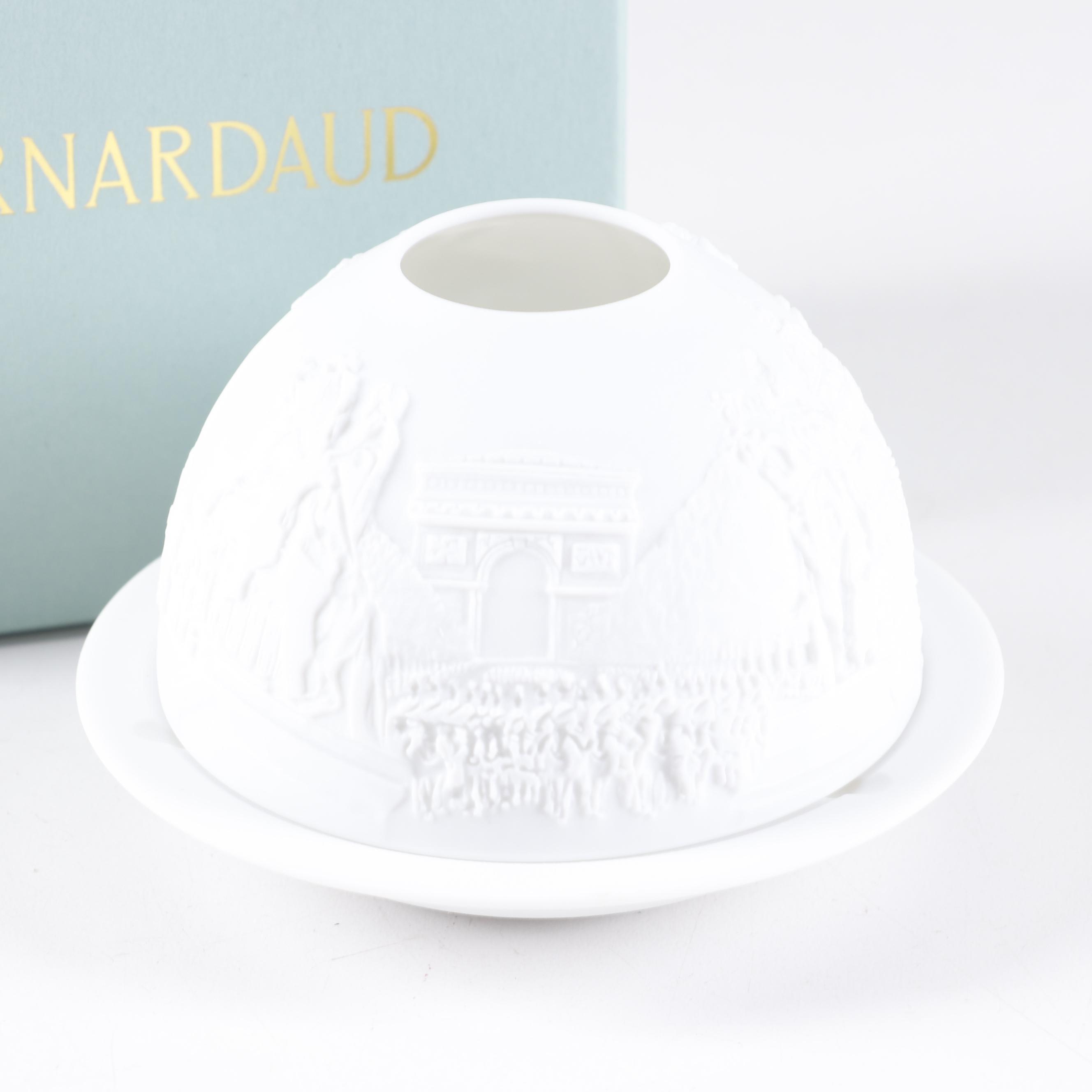 Hoya "Snowflake" Crystal Bowl and Bernardaud Porcelain Votive Holder