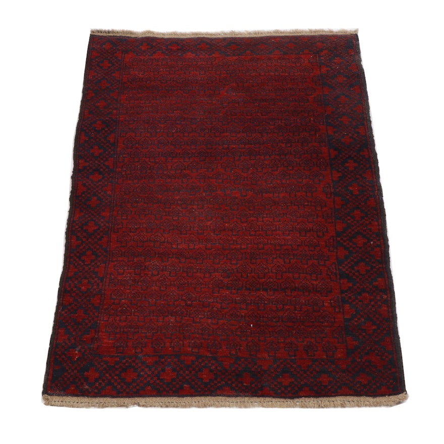 Hand-Knotted Afghan Baluch Wool Rug