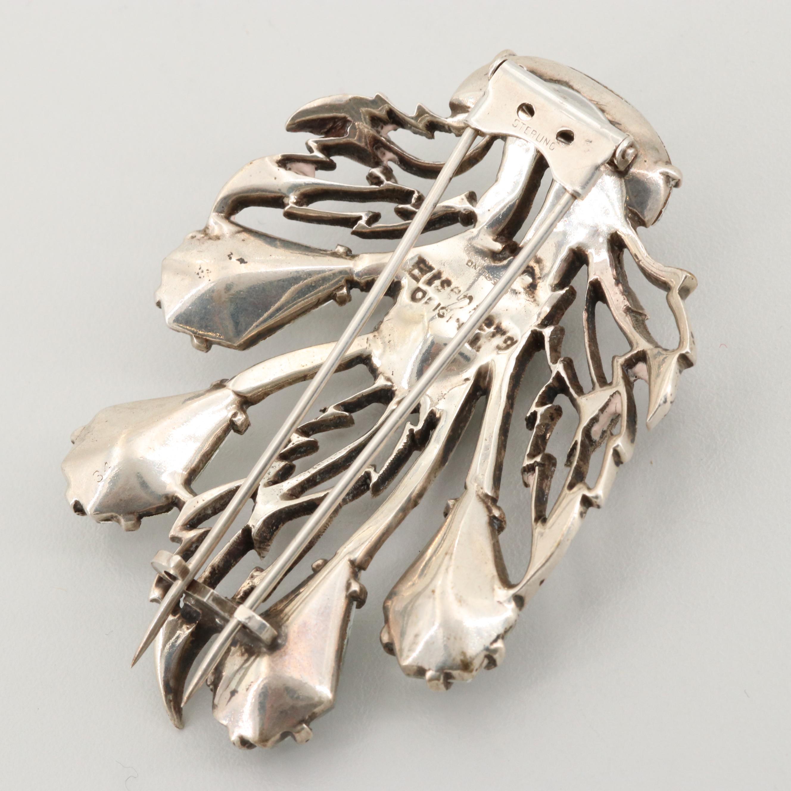 Circa 1940s Eisenberg Original Sterling Silver Rhinestone Fur Clip