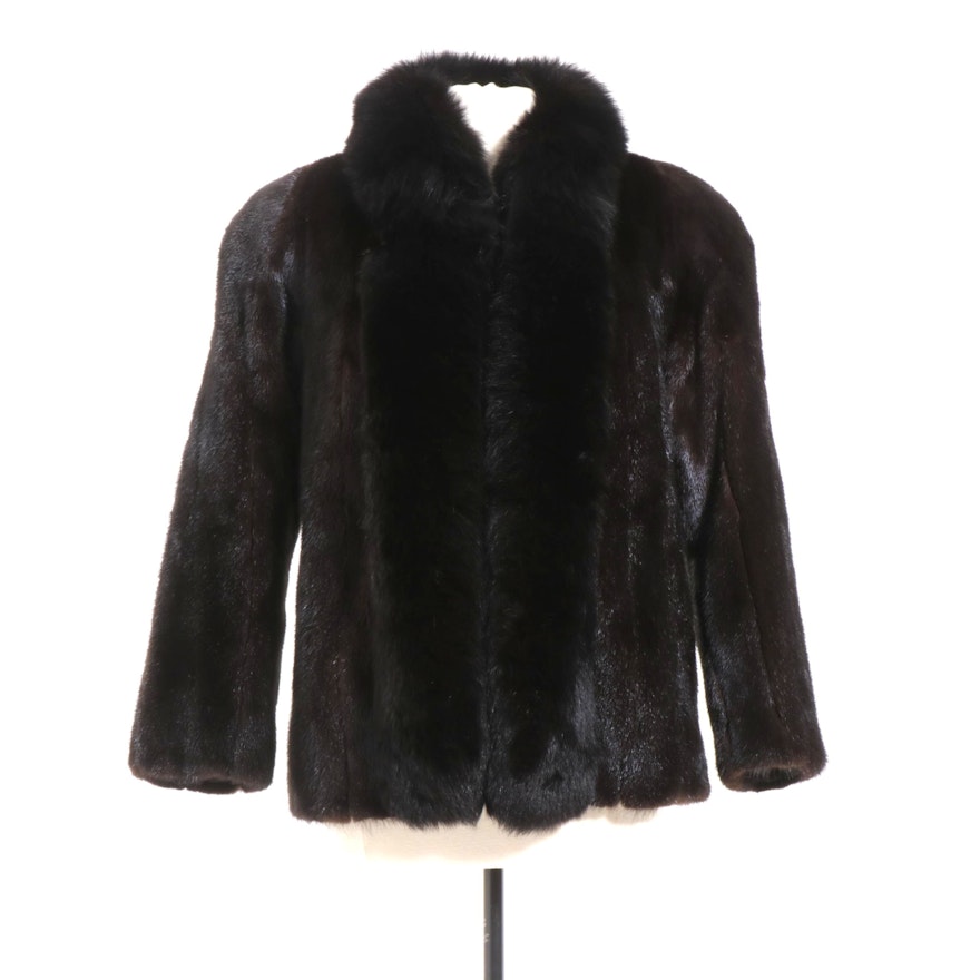 Mink Fur Jacket with Fox Fur Collar, Vintage