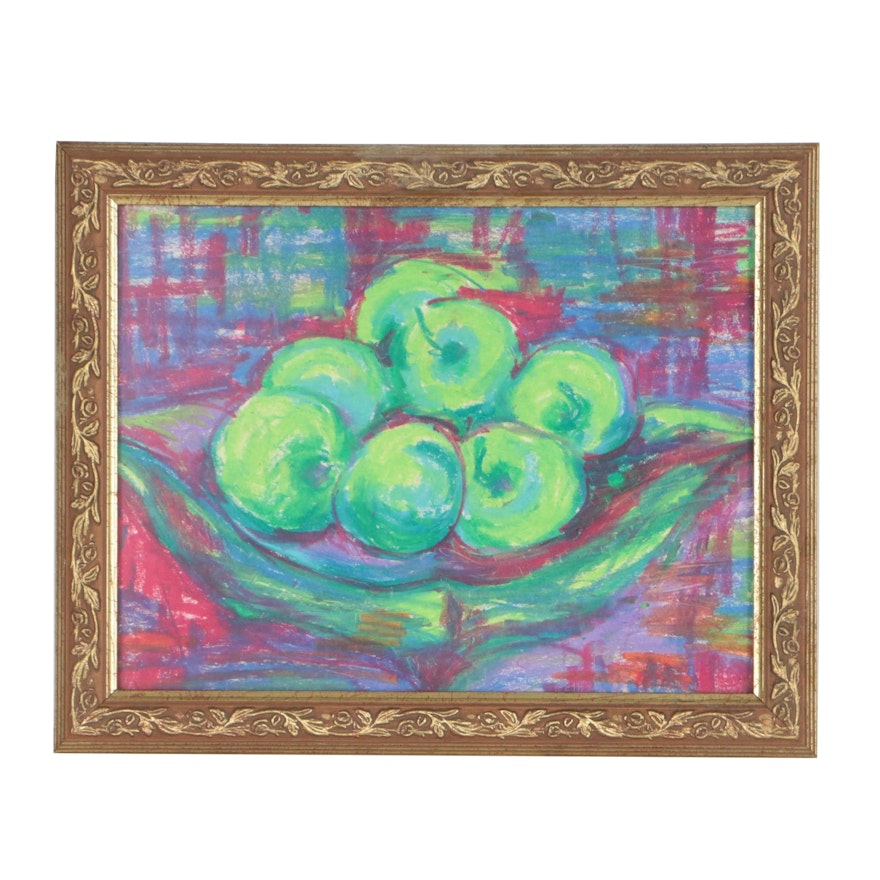 Susan Wagner Oil Pastel Still Life Drawing of Apples